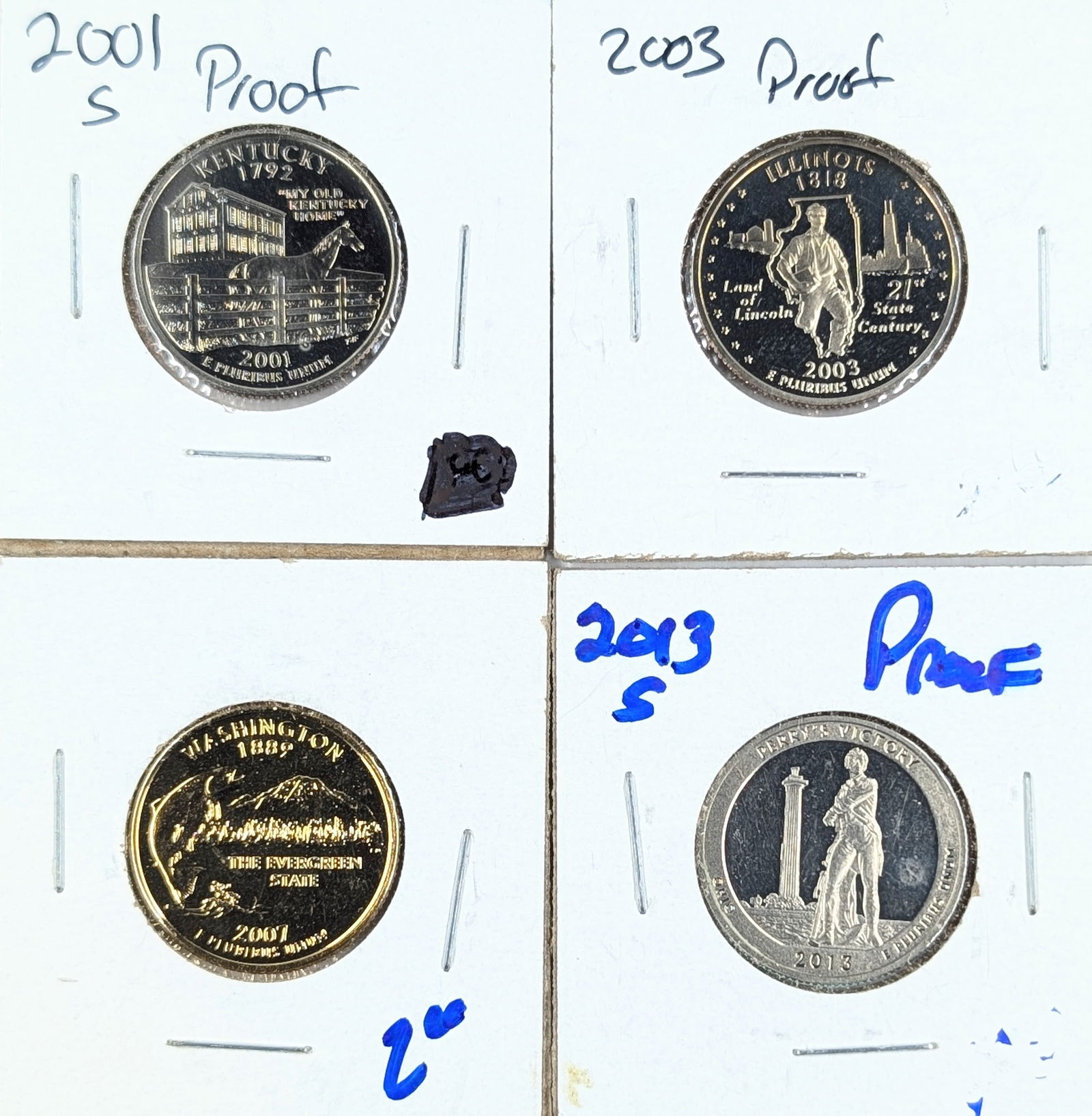 Lot of 4 Proof Quarters - States KY, IL, WA - Perry's Victory, OH: Coin 