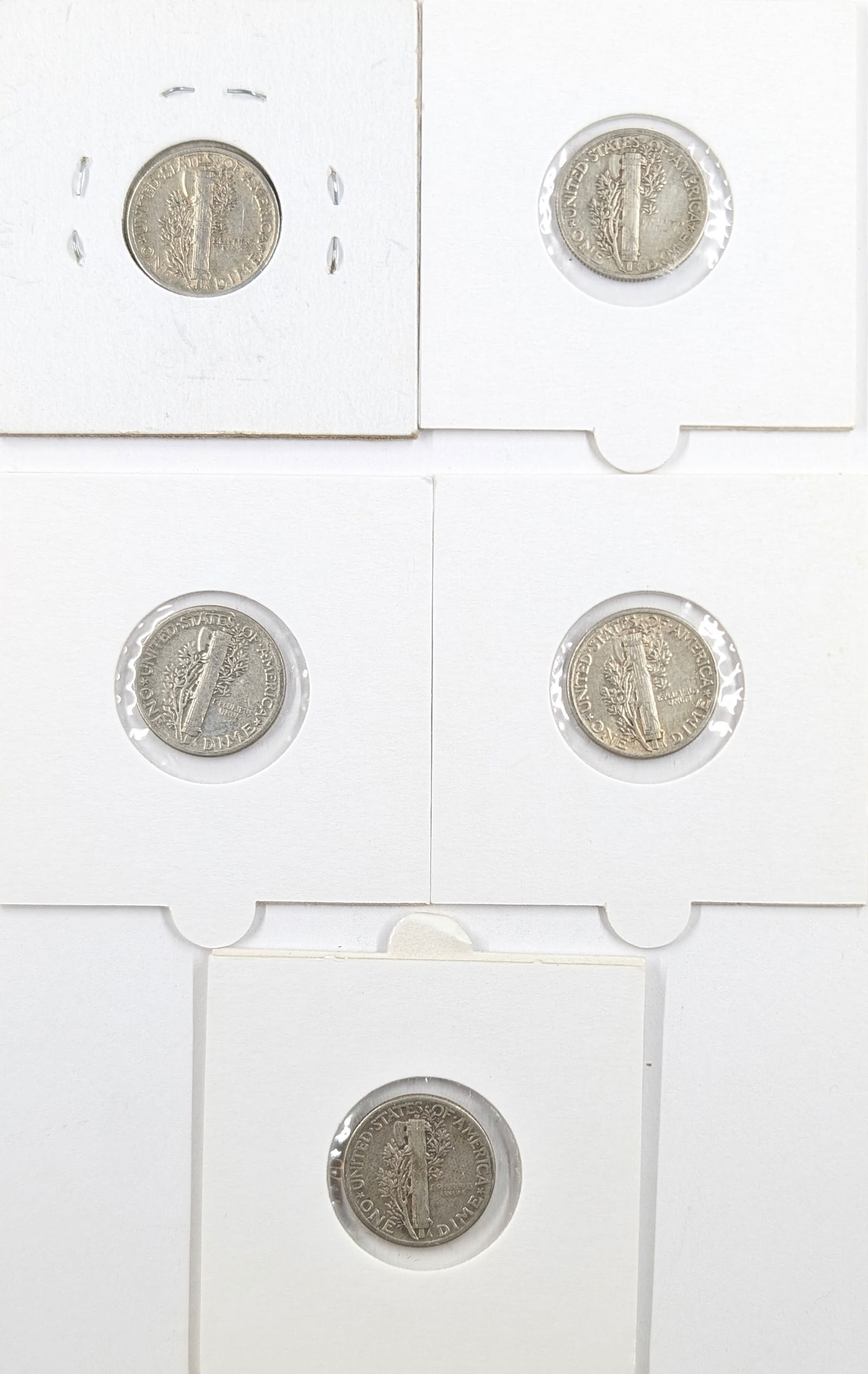 Lot of 5 Silver Mercury Dimes - 1941-1945 - 2