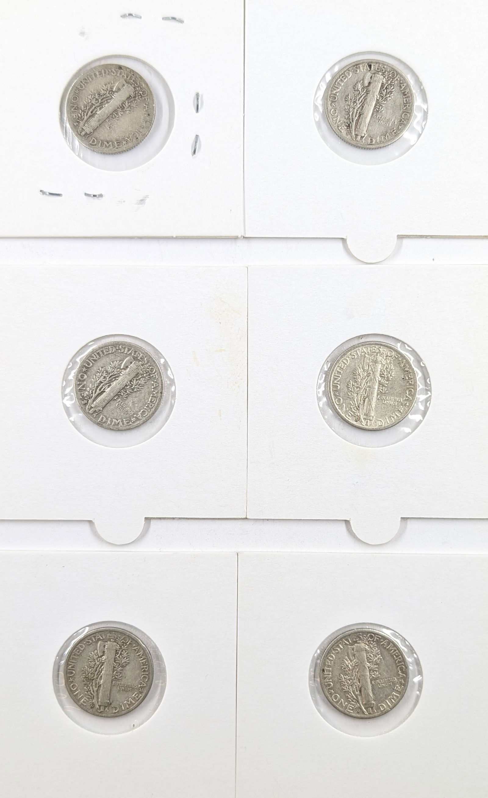 Lot of 6 Silver Mercury Dimes - 1940-1945 - All 'S' Mints - 2