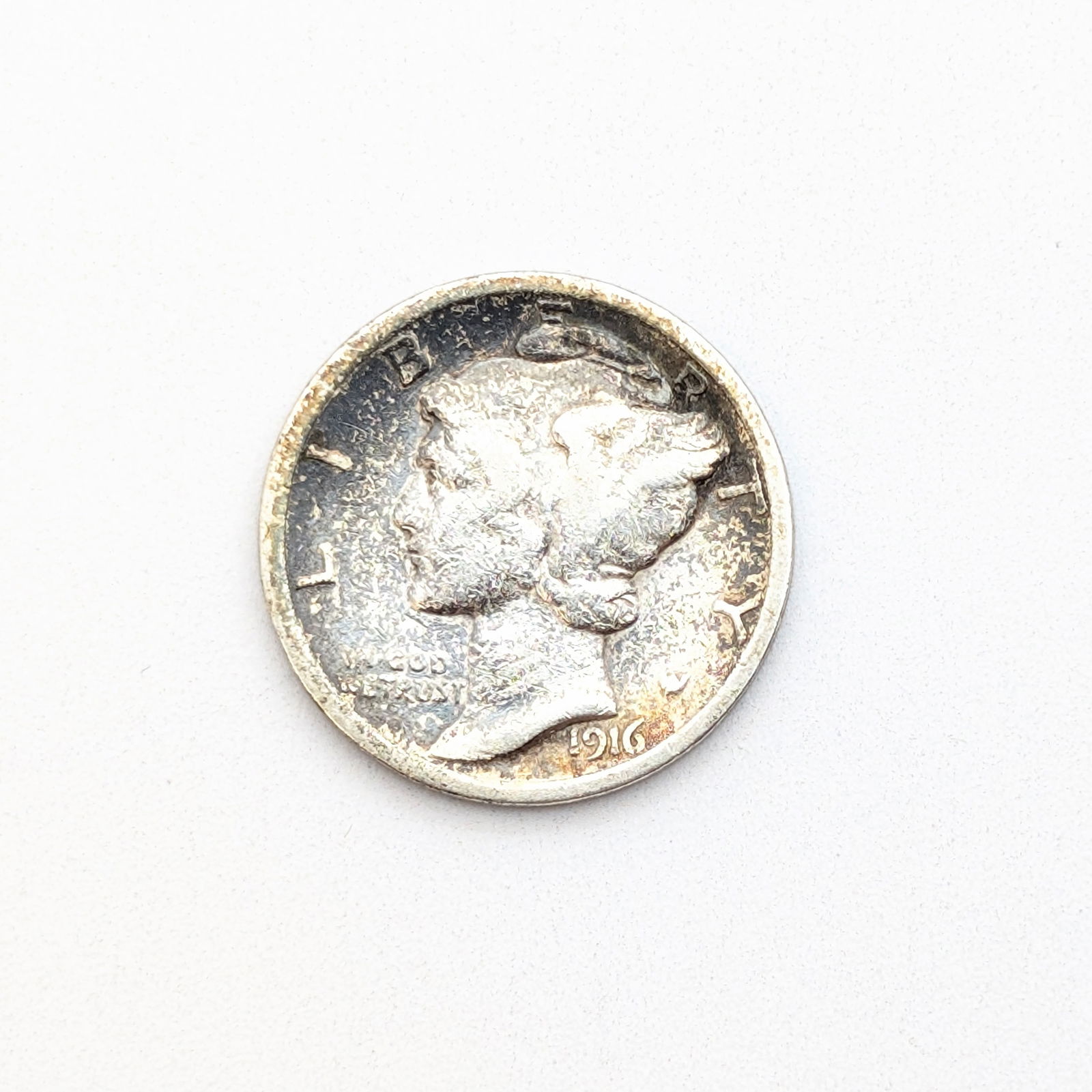 1916 Silver Mercury Dime - Toned: Silver