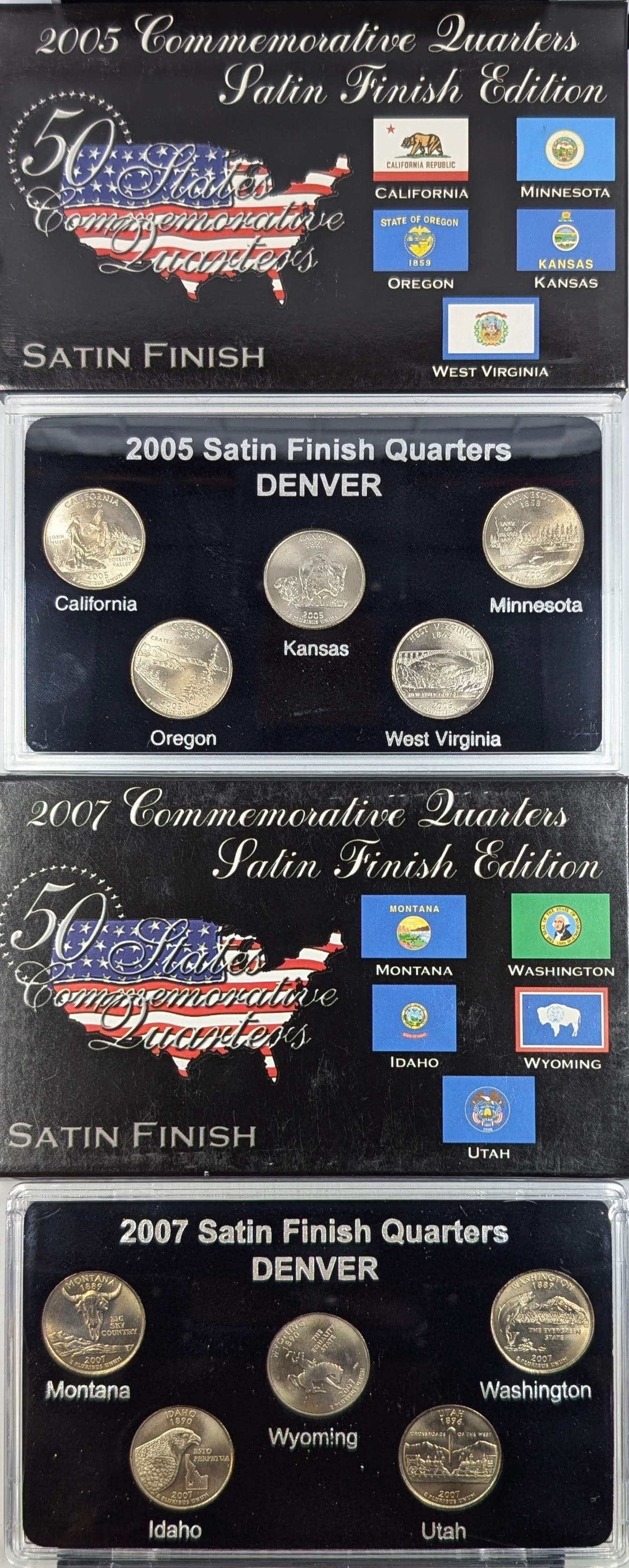 Lot of 2 Commemorative Quarters Satin Finish Editions w/ COAs - 2005 & 2007 (1 of 3)