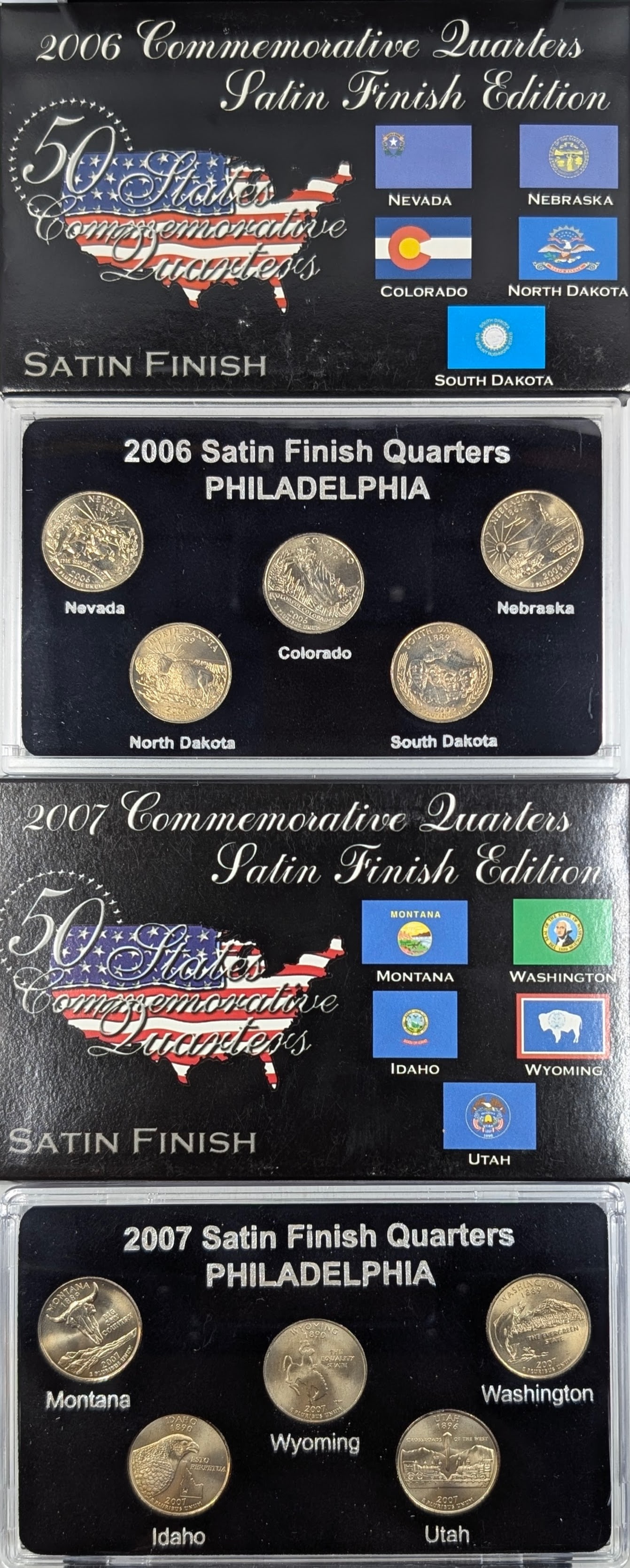 Lot of 2 Commemorative Quarters Satin Finish Editions w/ COAs - 2006 & 2007 (1 of 3)
