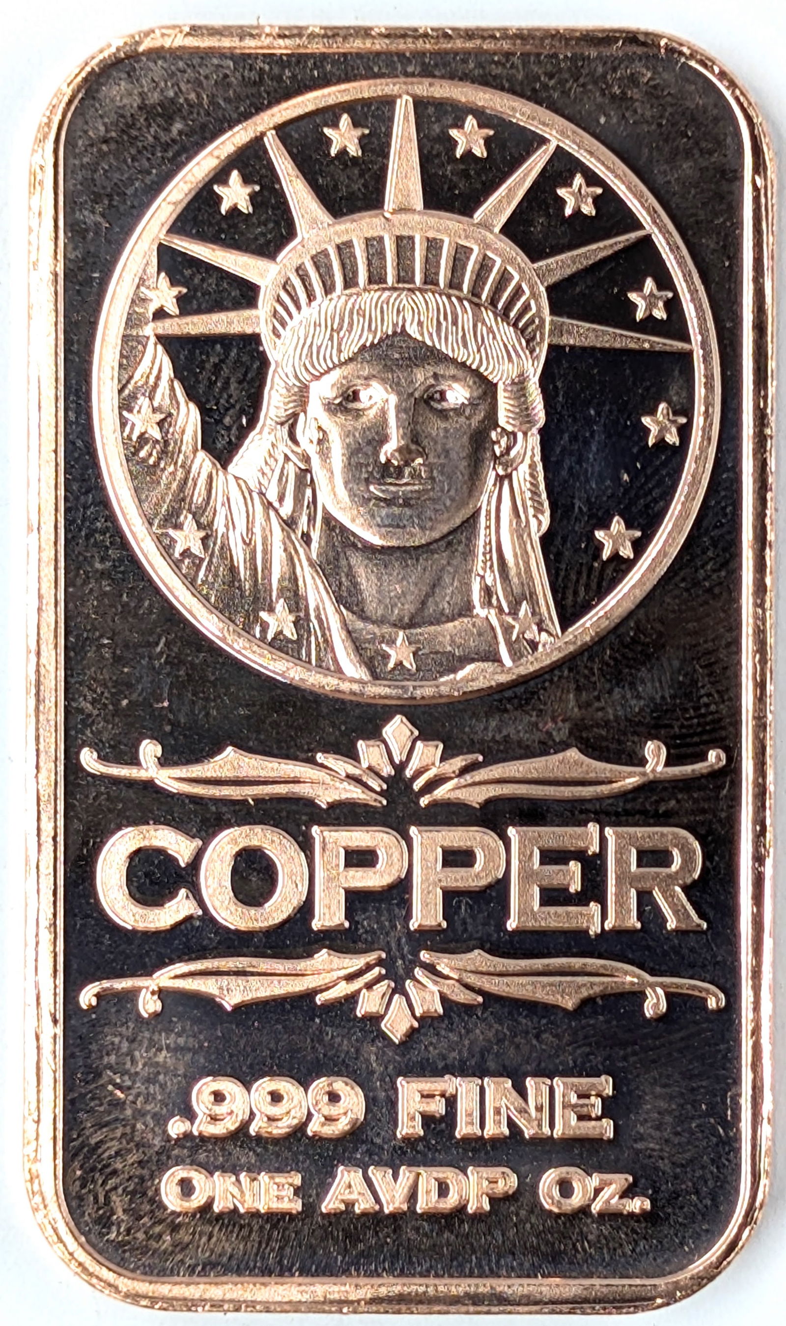 1 Ounce Fine .999 Copper Bar - Lady Liberty (1 of 2)