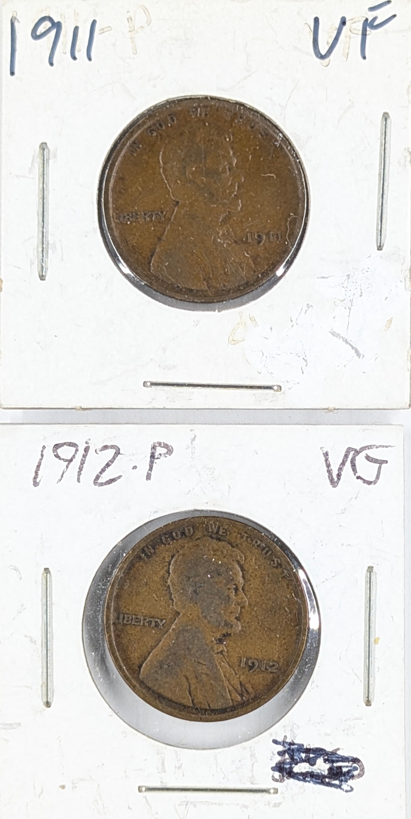 Lot of 2 Wheat Cents - 1911, 1912 (1 of 2)