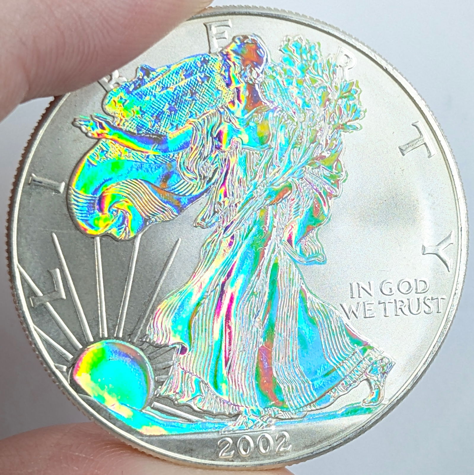 Hologram 2002 American Silver Eagle Dollar: Silver 