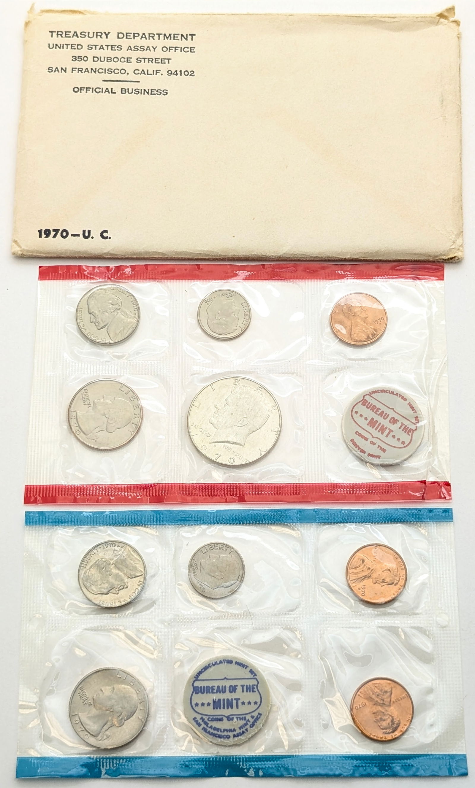 1970 US Mint Uncirculated Coin Set w/ Silver JFK Half (1 of 2)
