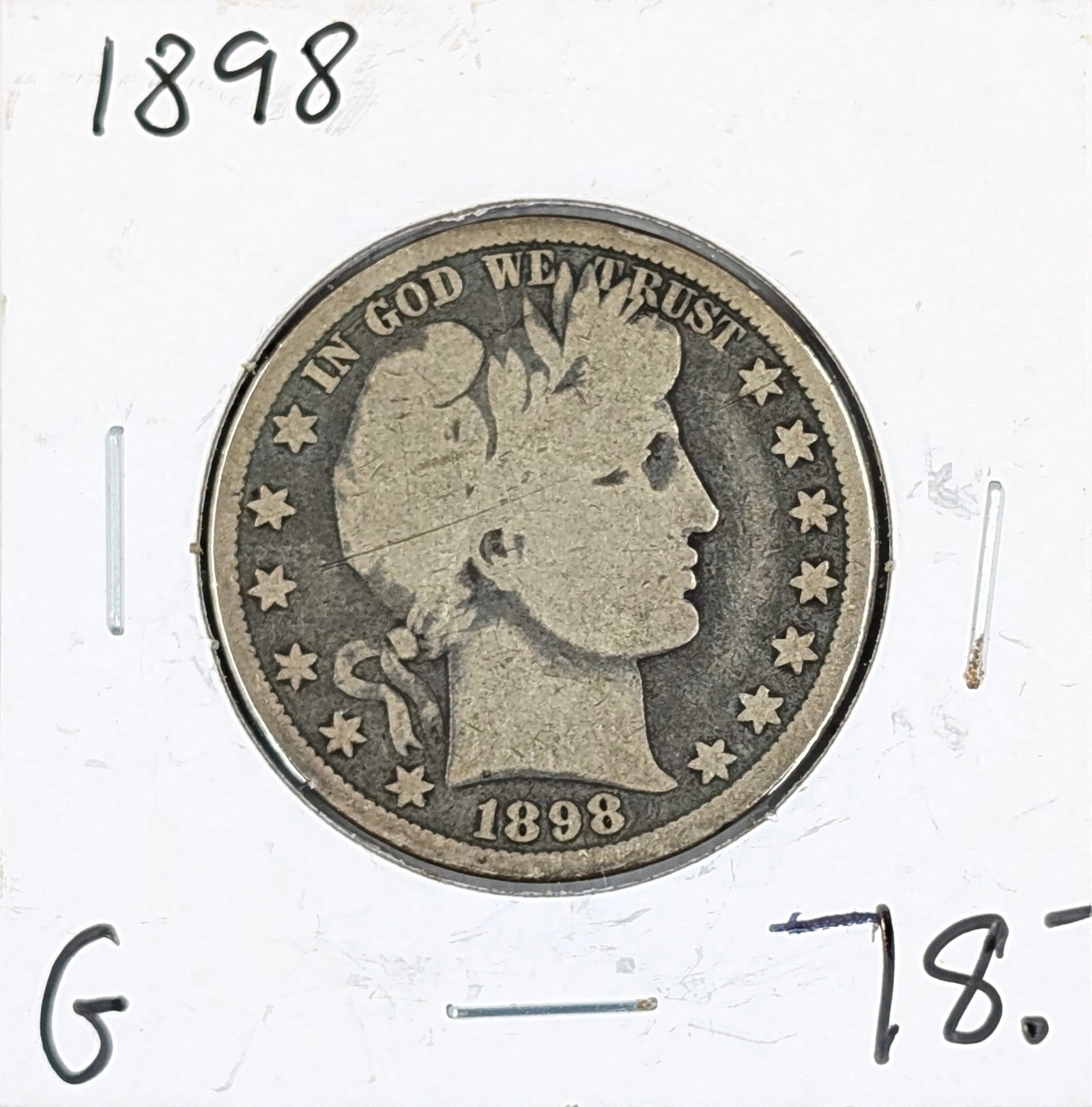 1898 Silver Barber Half Dollar (1 of 2)