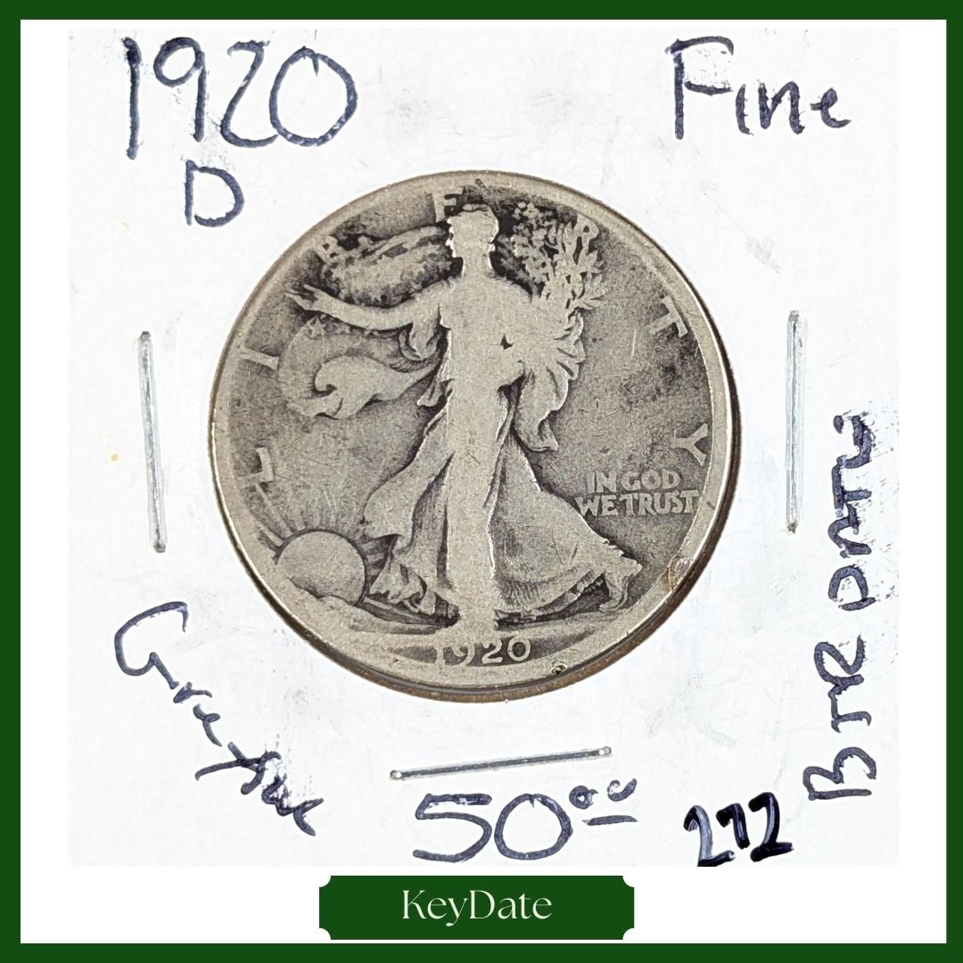 1920-D Silver Walking Liberty Half Dollar - KEY DATE (1 of 3)