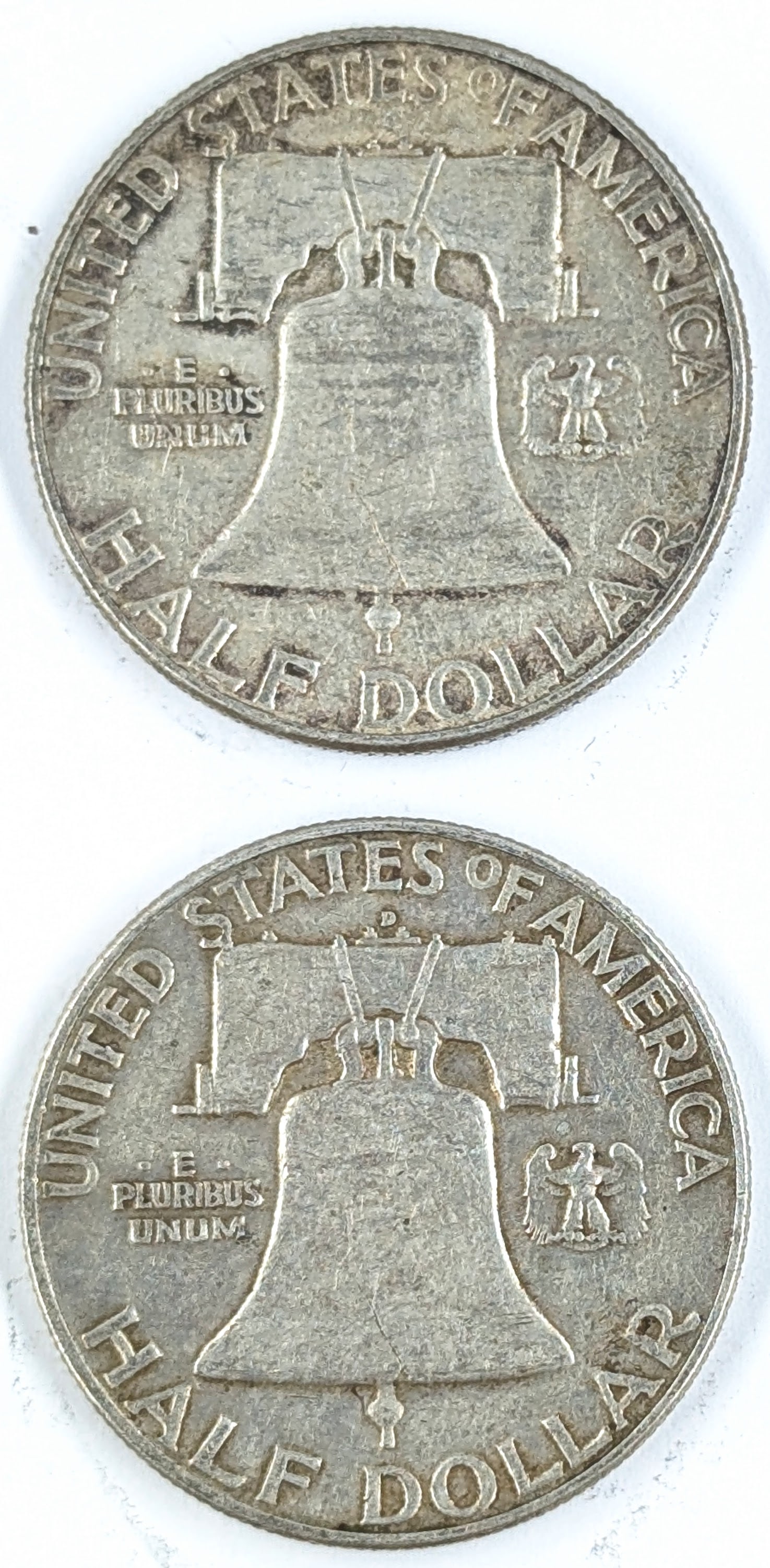 Lot of 2 Silver Franklin Half Dollars - 1950, 1953-D - 2