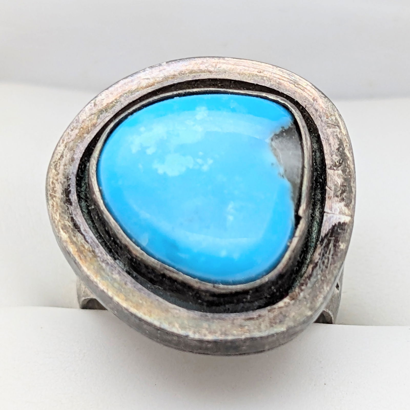 Vintage Mexican Sterling Silver Blue Stone Statement Ladies ring (1 of 6)