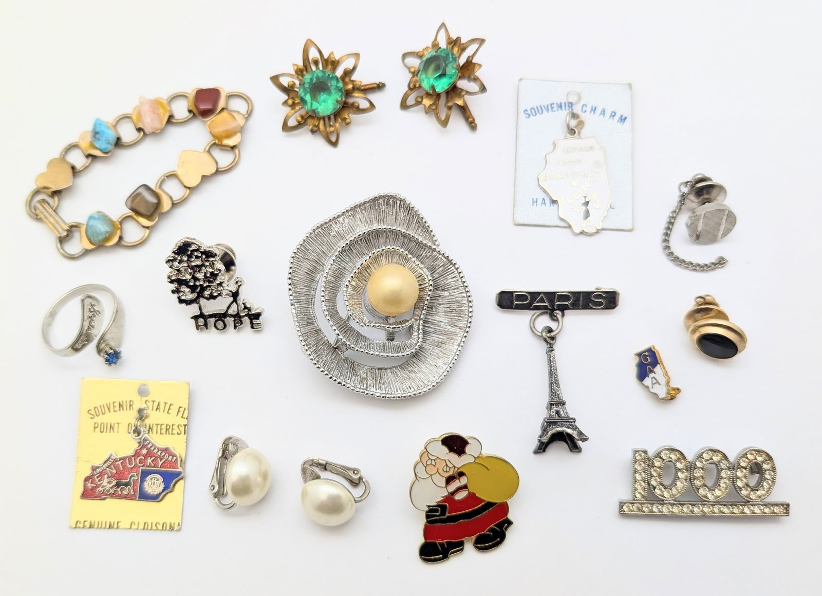 Lot of 14 Pieces of Costume Jewelry - Earrings, Brooches, Bracelet, etc. (1 of 8)