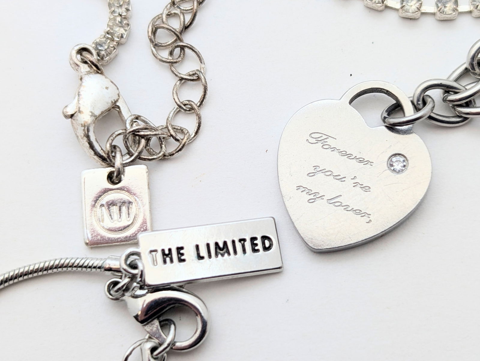 Large Lot of Silver tone Ladies Jewelry - Necklaces & Bracelets - 7