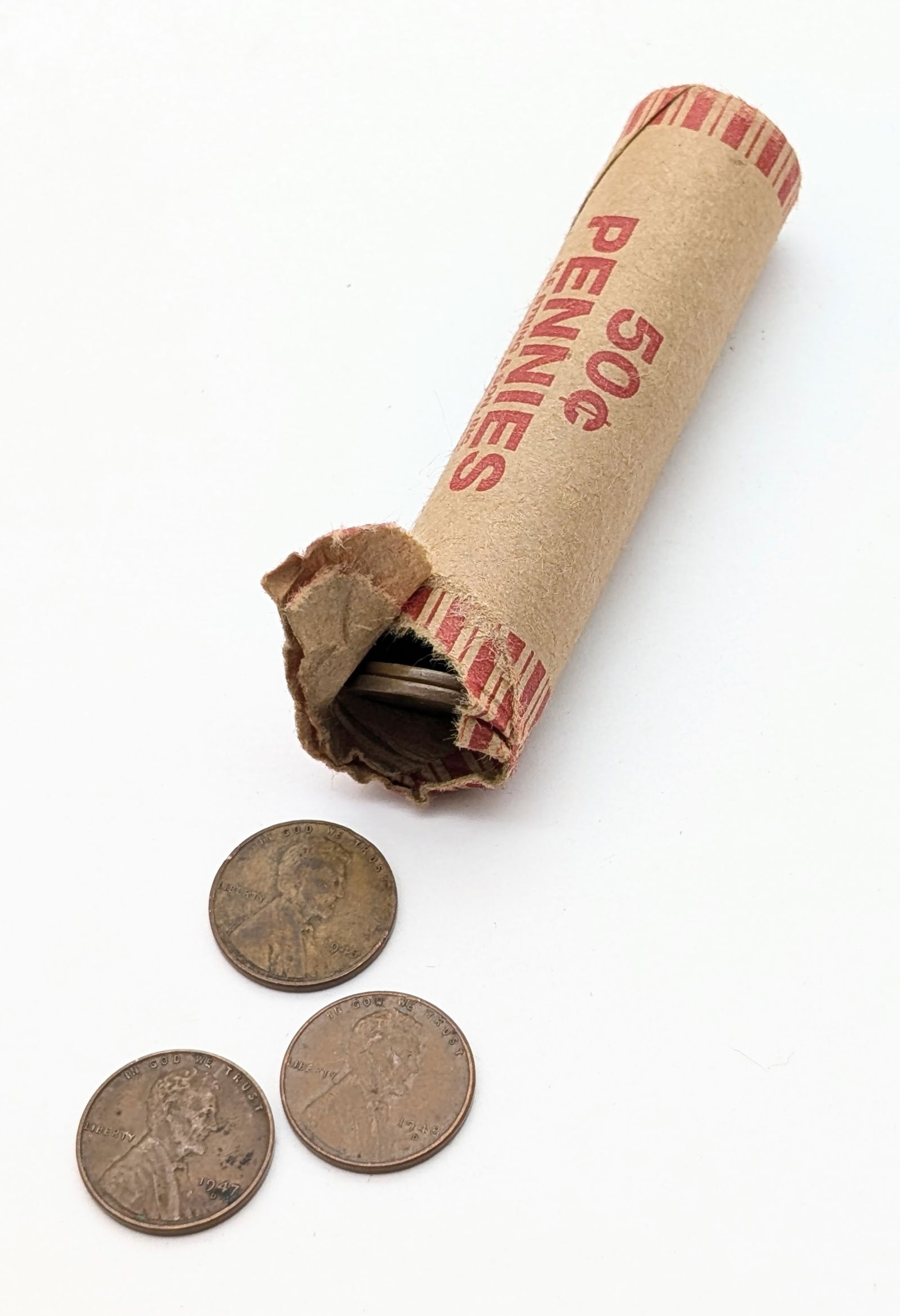 Roll of 50 Wheat Cents - Mixed Dates: Coin 