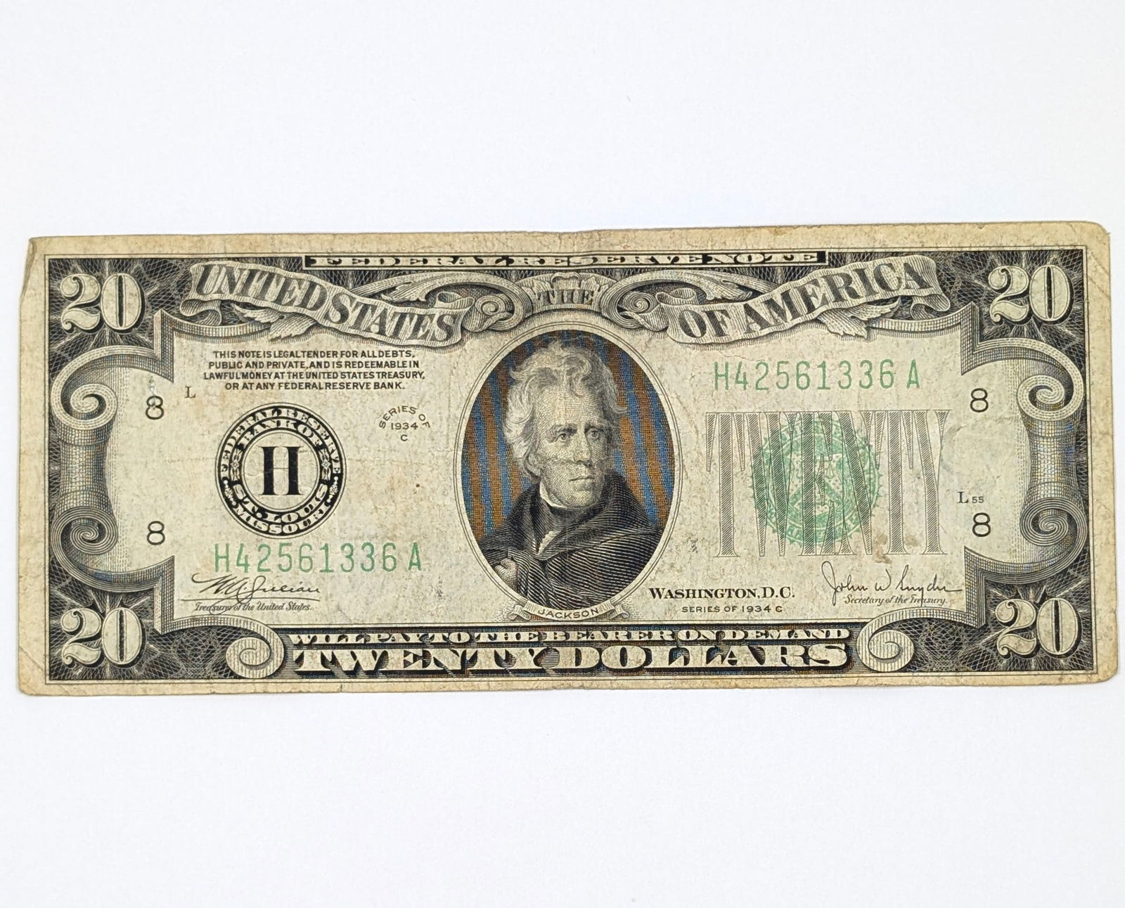 1934-C $20 Note - Green Seal: Currency 