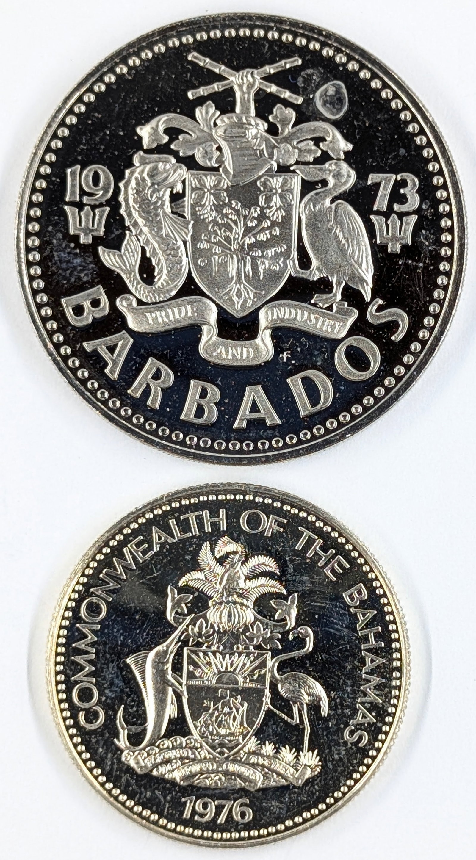 Lot of 2 Foreign Proof Coins - 1973 Barbados, 1976 Bahamas (1 of 2)