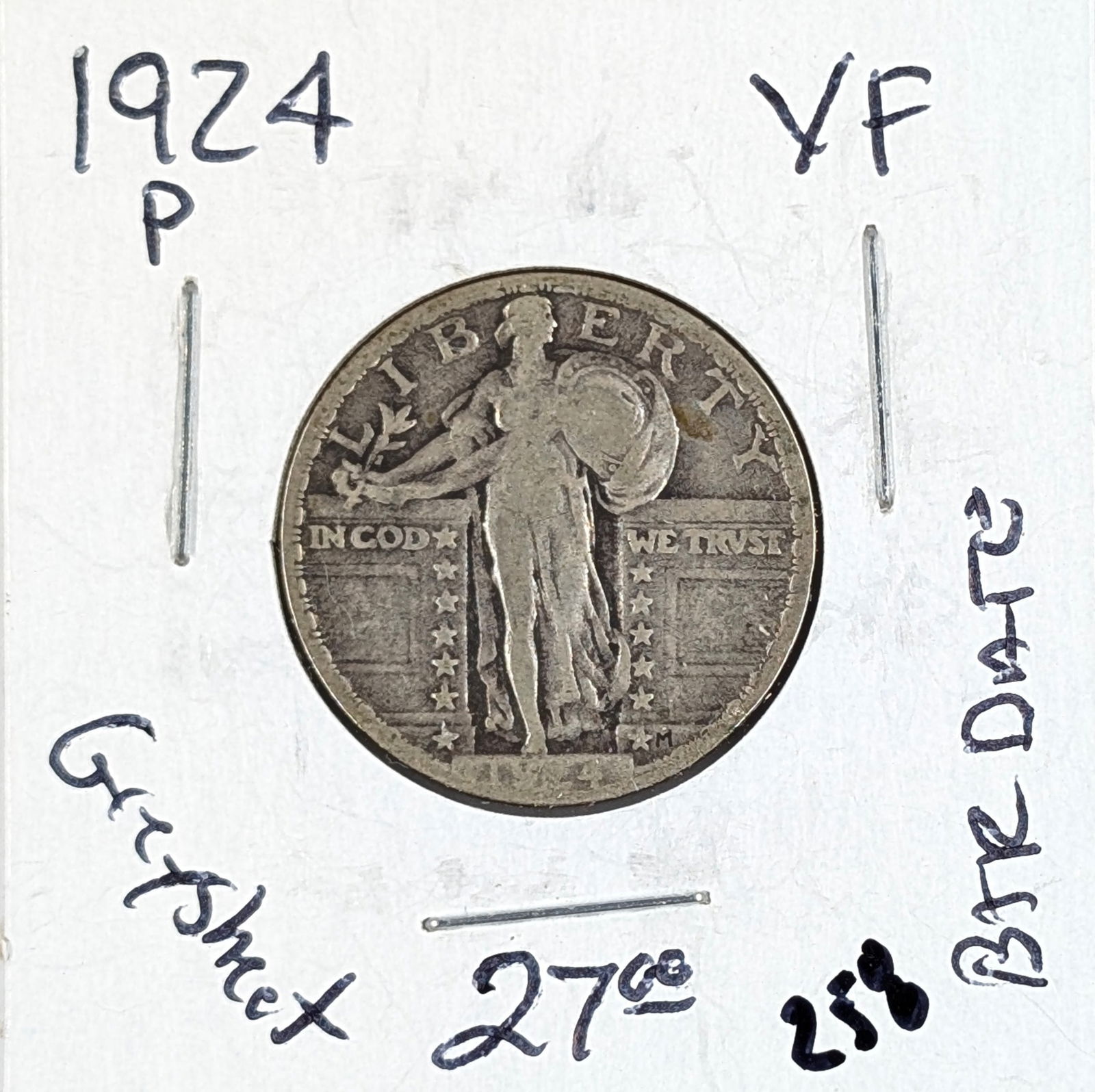 1924 Silver Standing Liberty Quarter - Better Date (1 of 2)