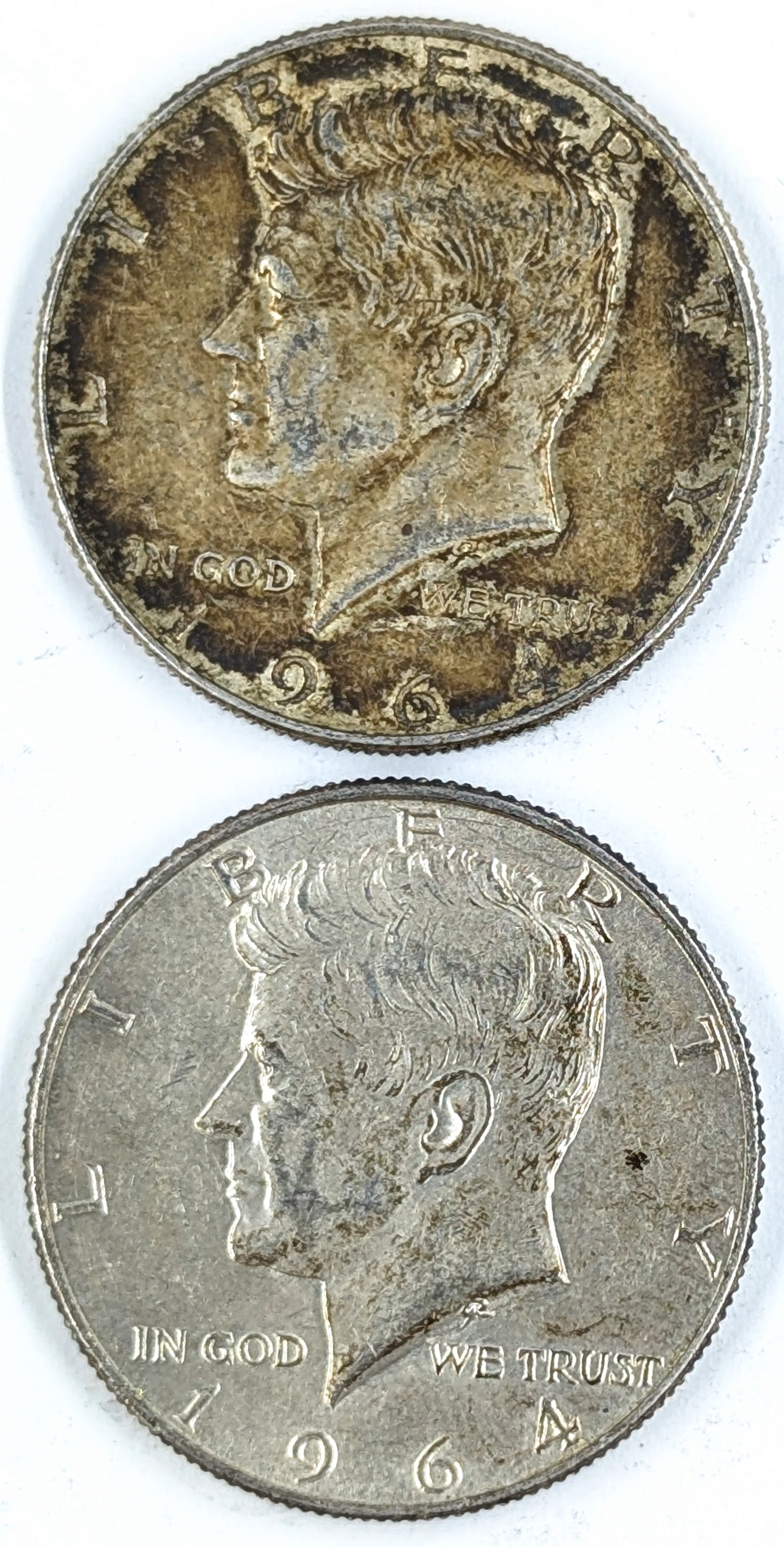 Lot of 2 Silver 1964 John F Kennedy Half Dollars: Silver 