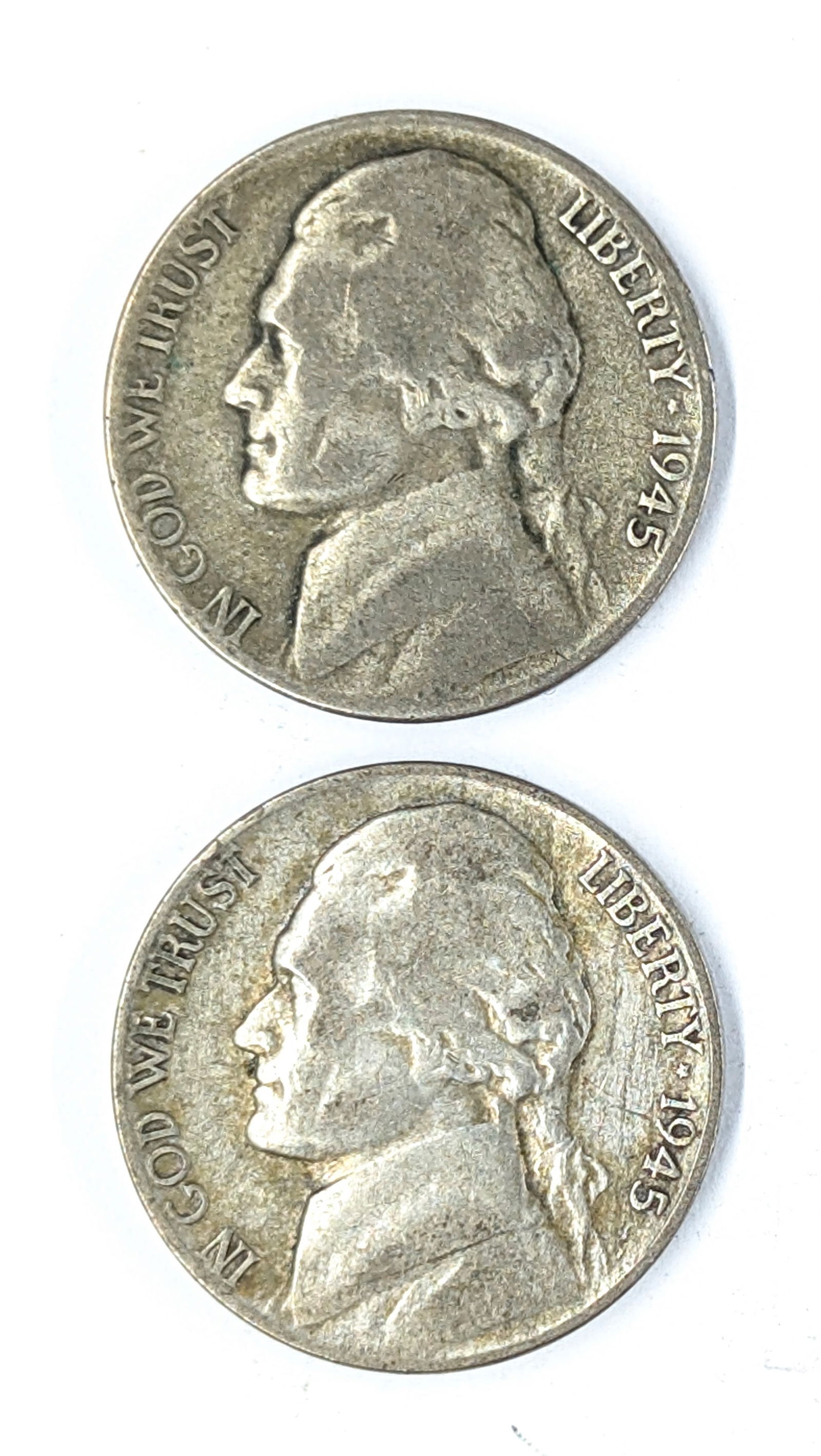 Lot of 2 Silver War Nickels - 1945 P/S (1 of 2)