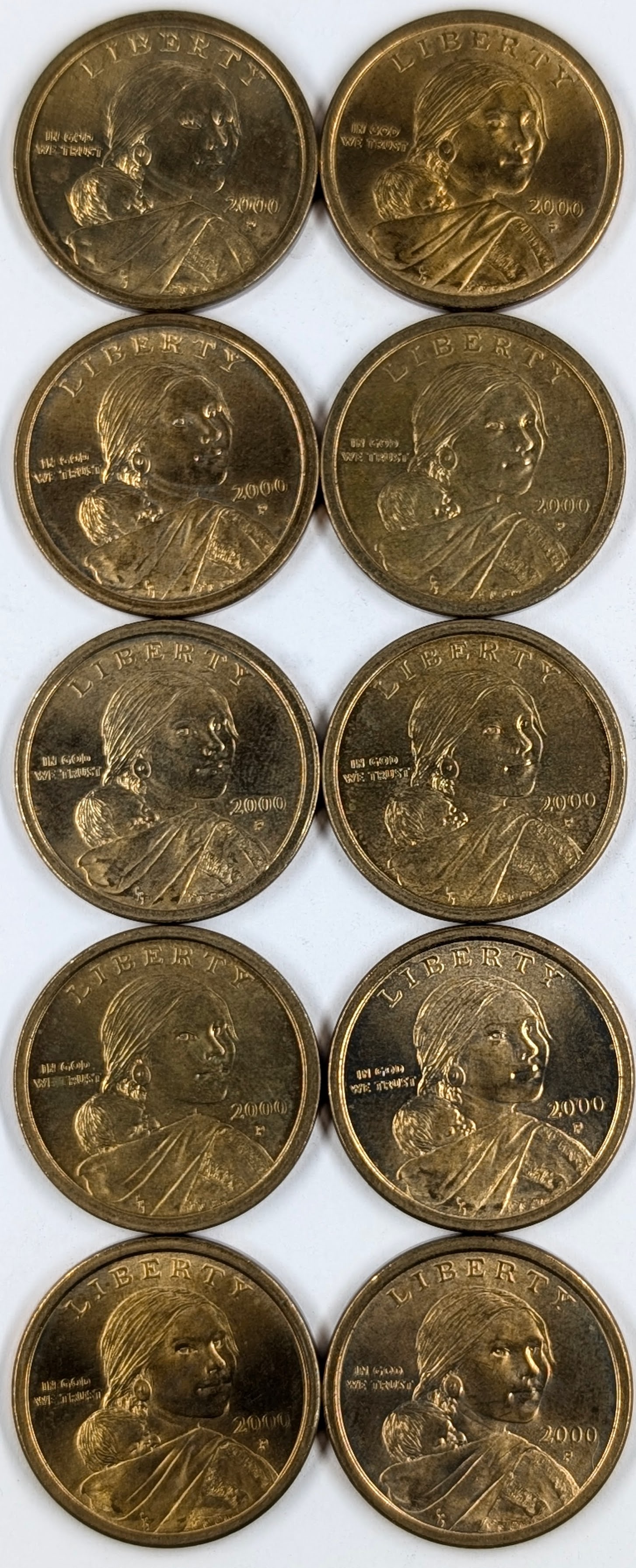 Lot of 10 Sacagawea Dollars - 2000-P - Some Uncirculated (1 of 2)