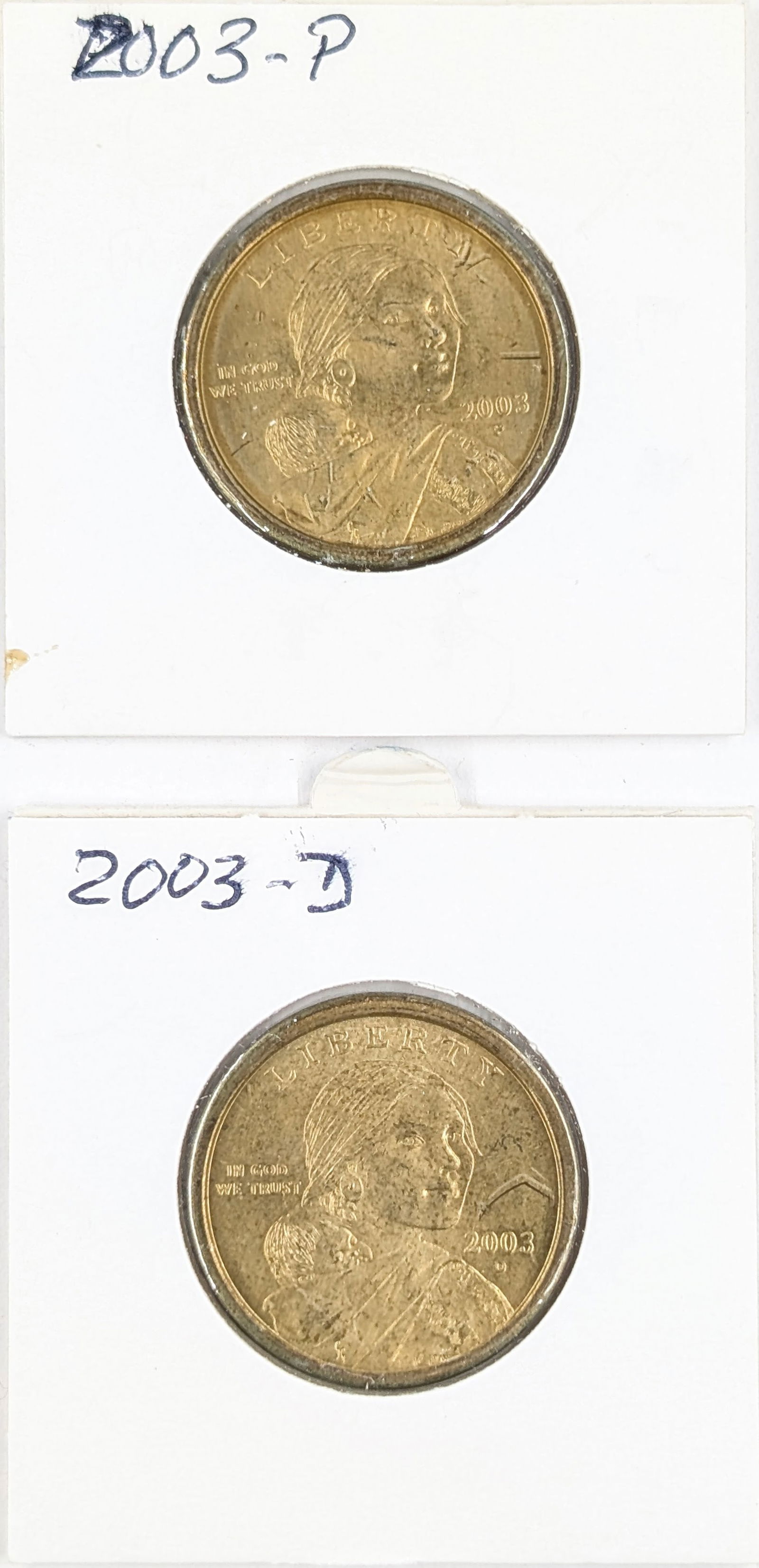 Lot of 2 Sacagawea Dollars - 2003 P/D: Coin 