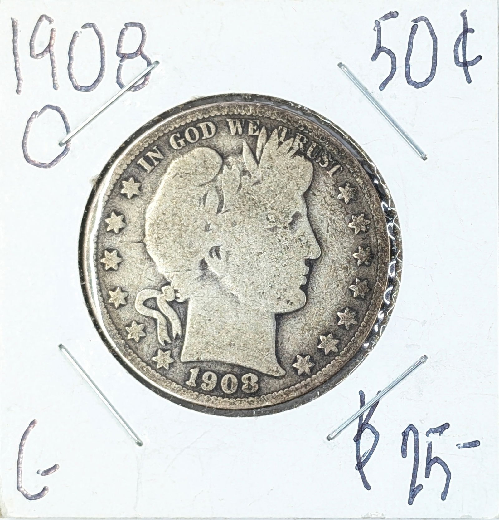 1908-O Silver Barber Half Dollar (1 of 2)