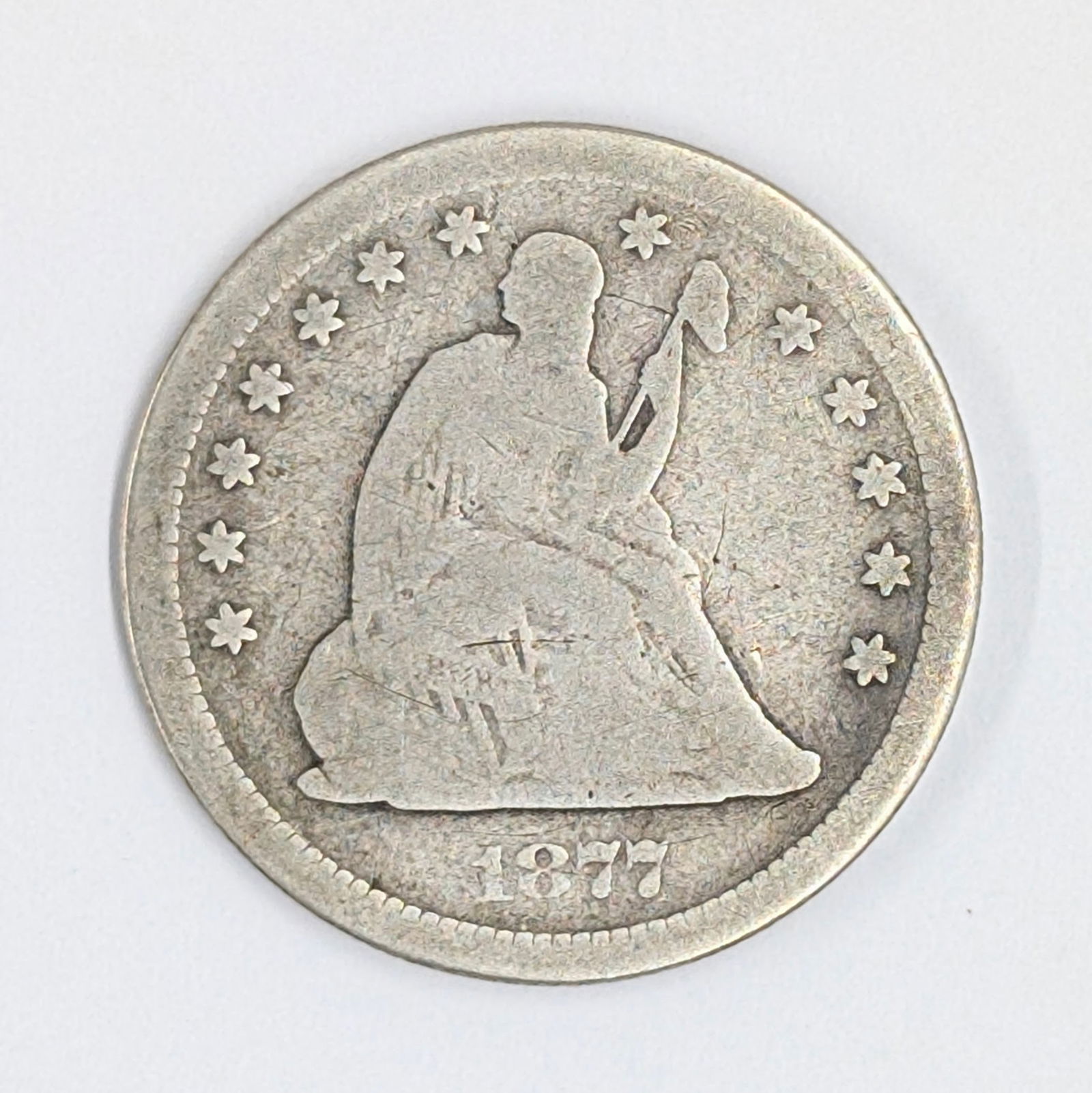 1877-S Silver Liberty Seated Quarter: Silver 