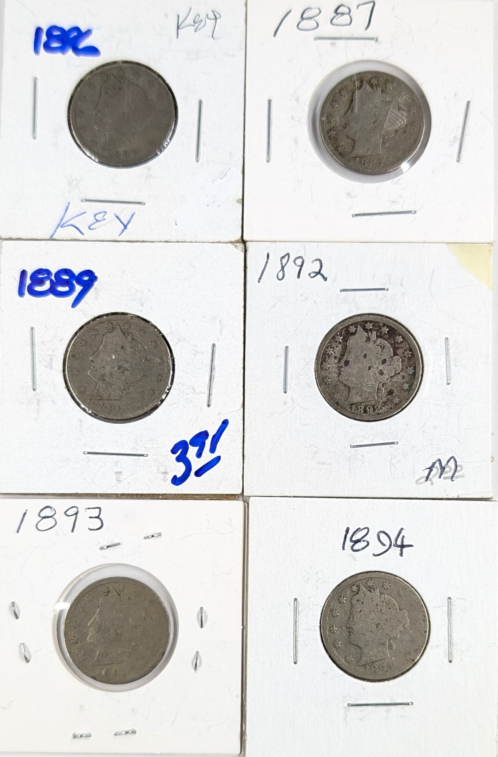 Lot of 6 Liberty V Nickels - 1896-1894 (1 of 2)