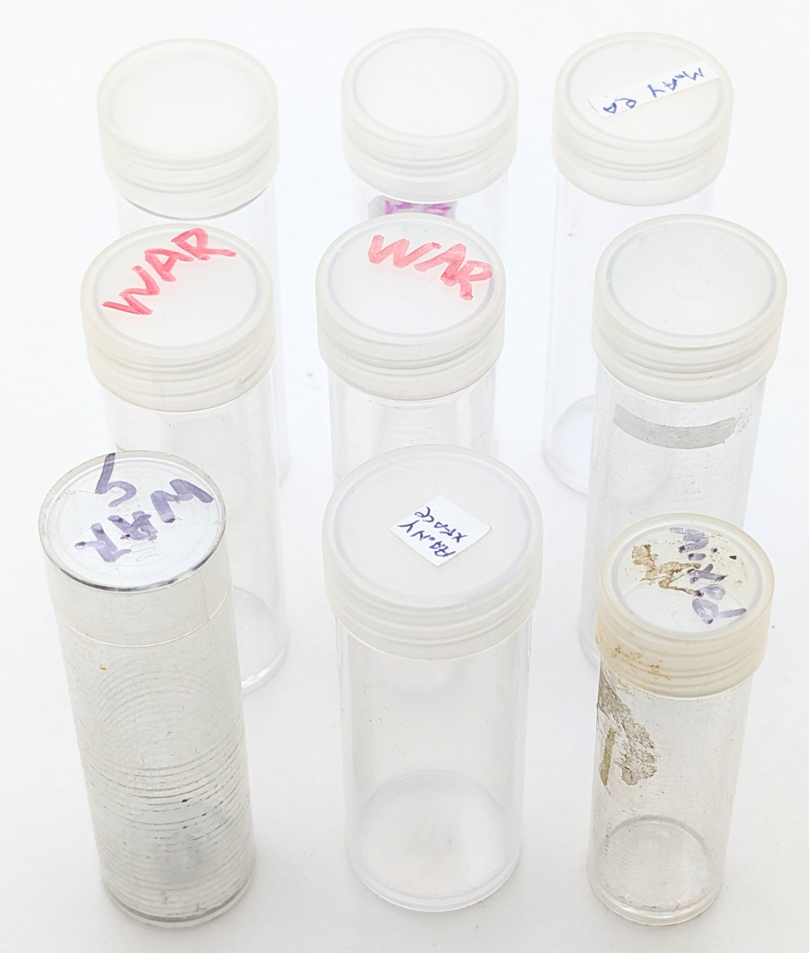 Lot of 9 Empty Coin Tubes (1 of 2)