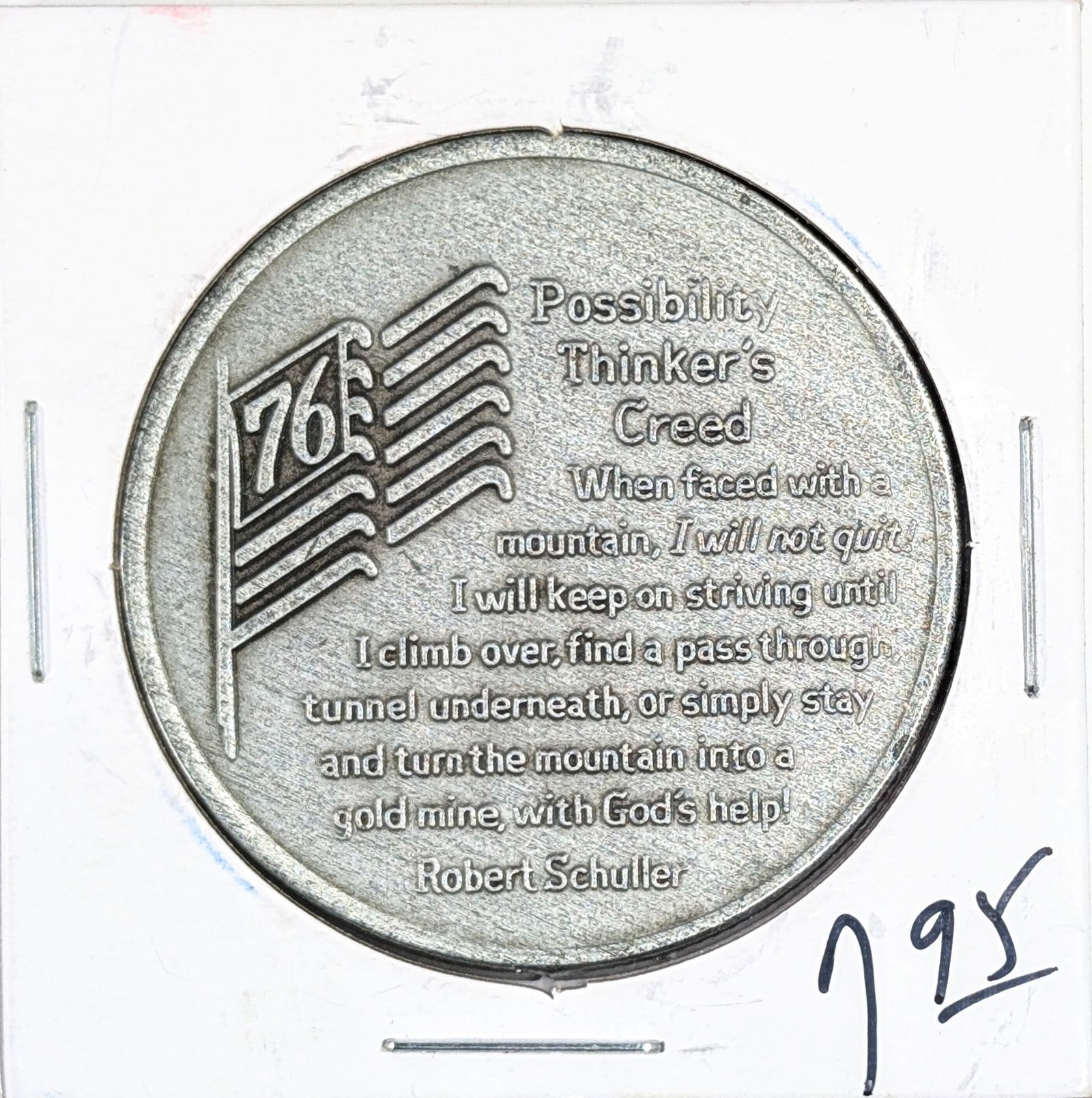 1776-1976 Liberty Bell Possibility Thinkers Creed Medal - 2