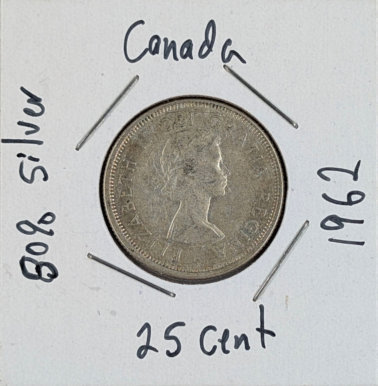 1962 Silver Canadian 25 Cent Coin- 80% Silver (1 of 2)