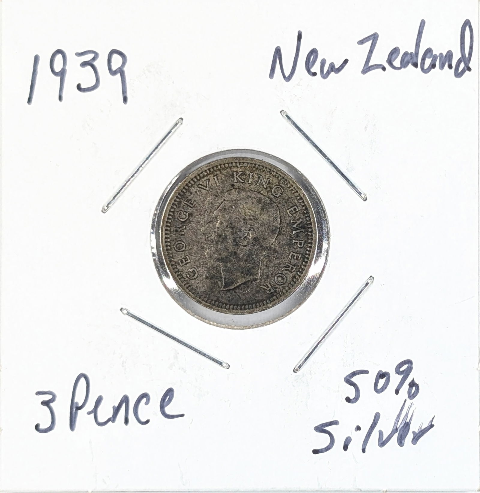 1939 Silver New Zealand 3 Pence- 50% Silver: _ 