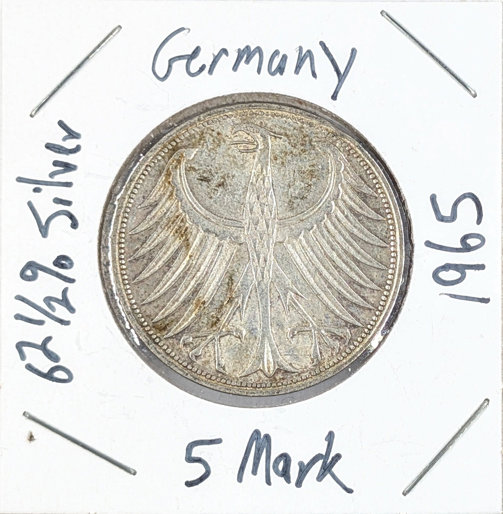 1965 Silver German 5 Mark- 62.5% Silver: _ 