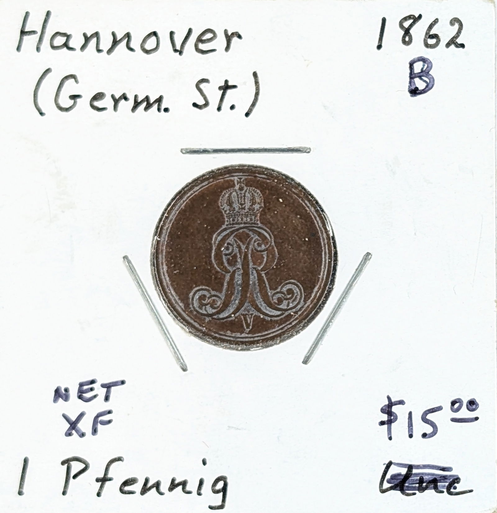 1862 Hannover German 1 Pfennig: _ 