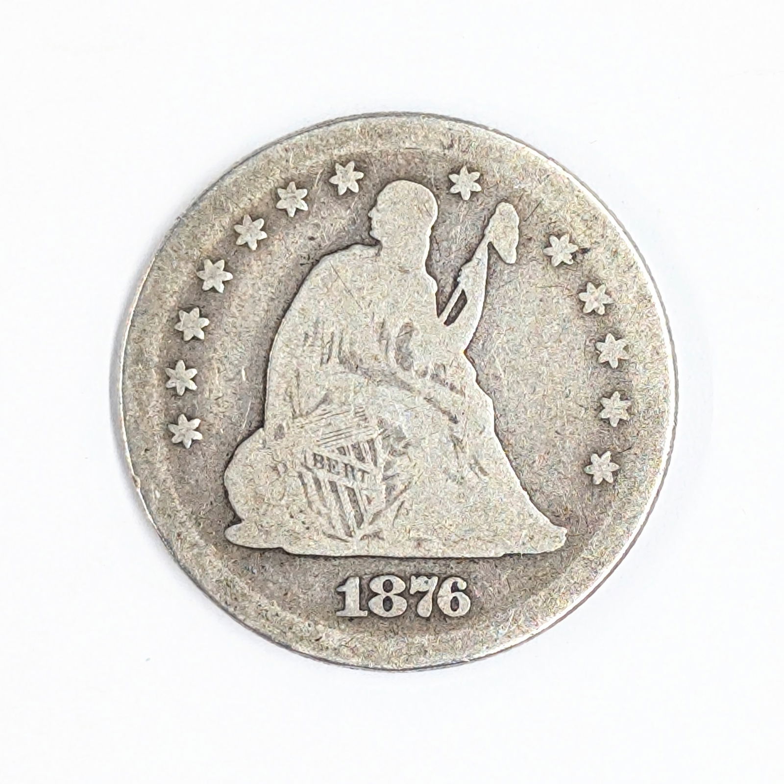 1876-S Silver Liberty Seated Quarter: _ 