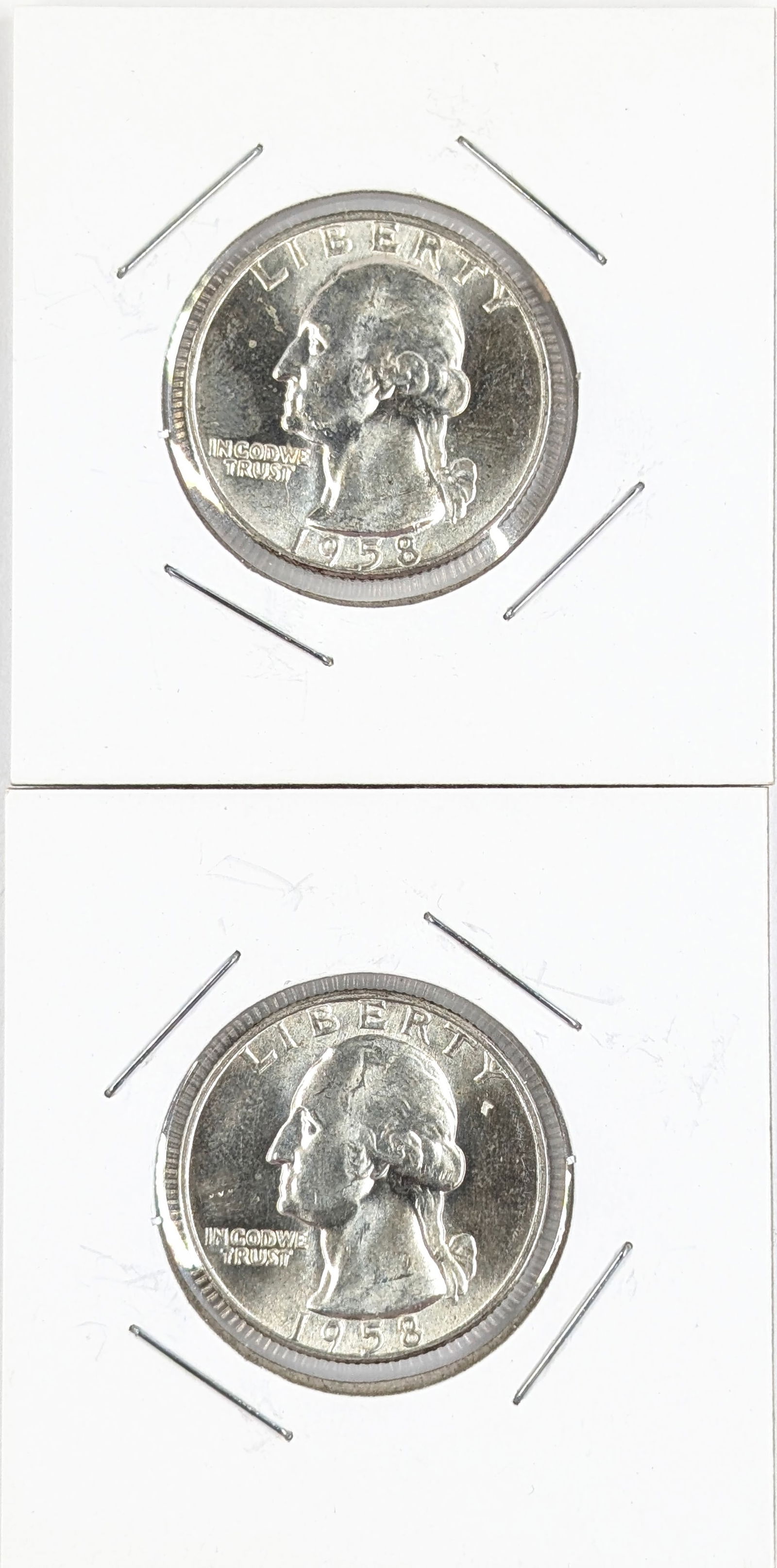 Lot of 2 Silver Washington Quarters- Both 1958-D (1 of 2)