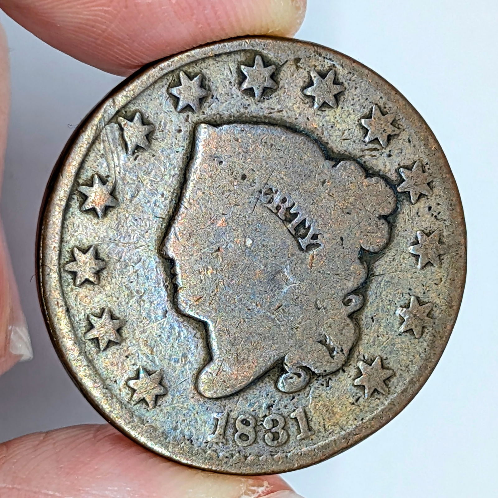 1831 Large Cent- Toned (1 of 3)