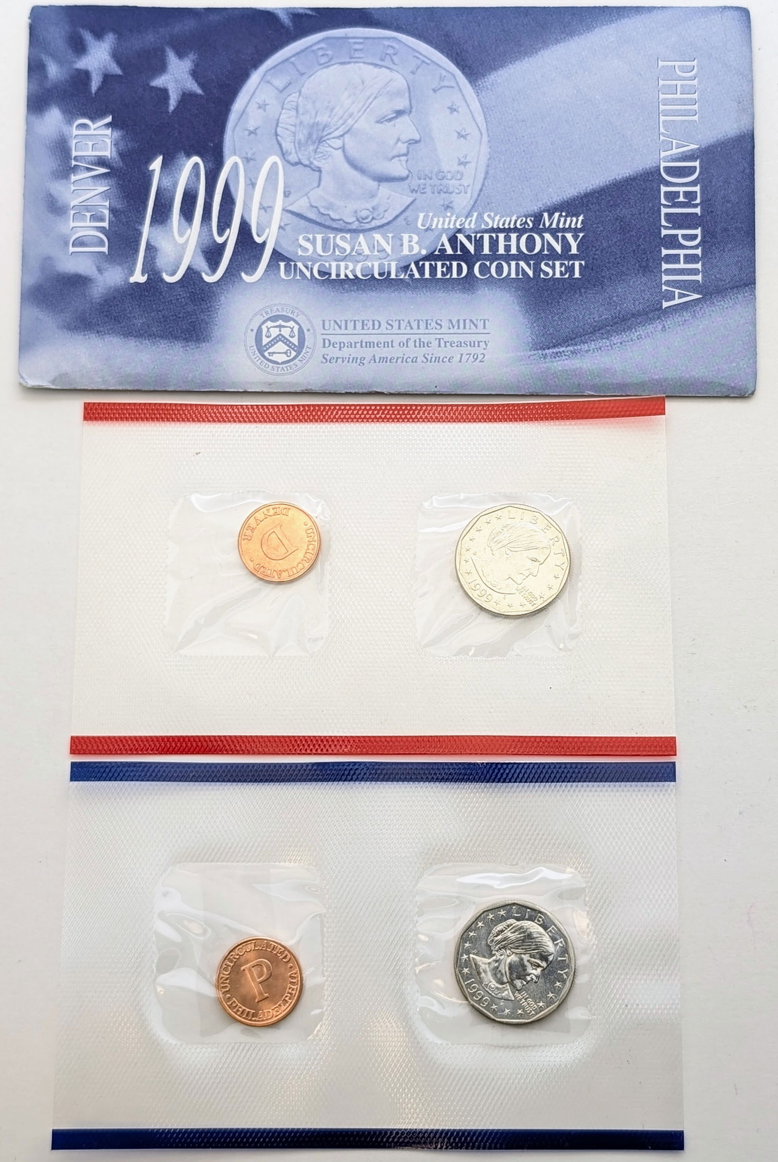 1999 US Mint Susan B. Anthony Uncirculated Coin Set P&D: _ 