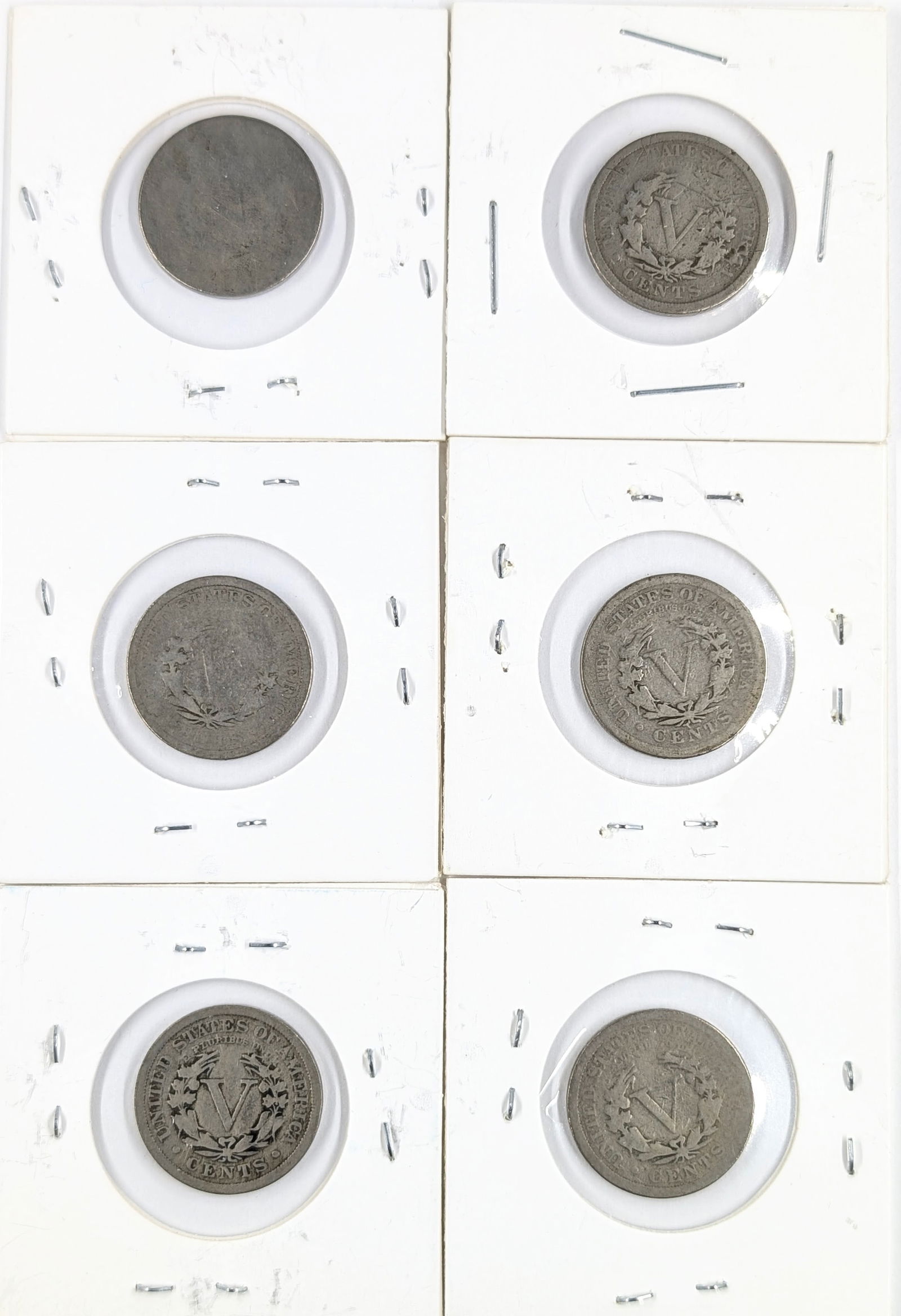 Lot of 6 Liberty V Nickels- 1900-1911 - 2