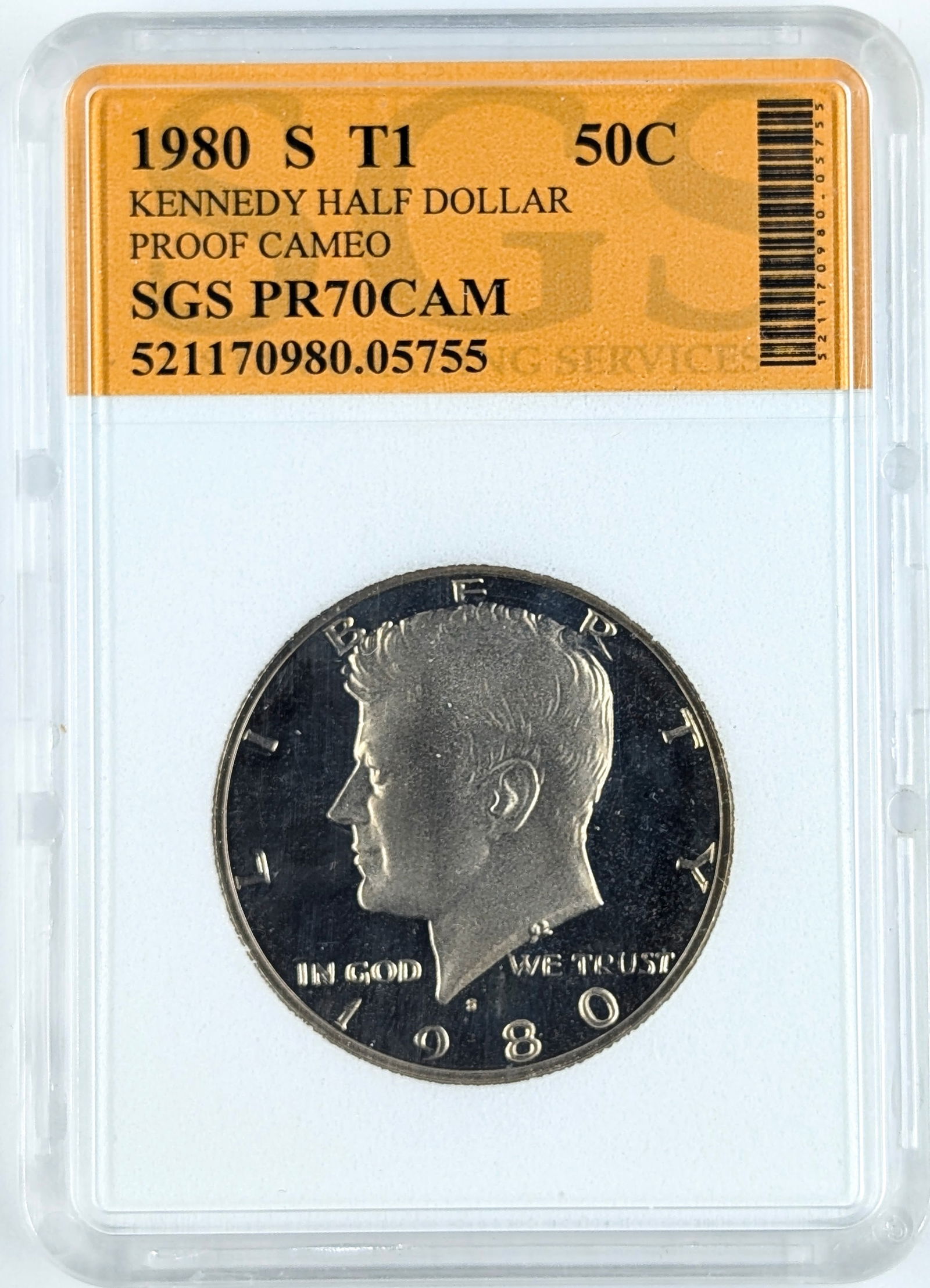 SGS 1980-S PR70 John F. Kennedy Half Dollar: _ 
