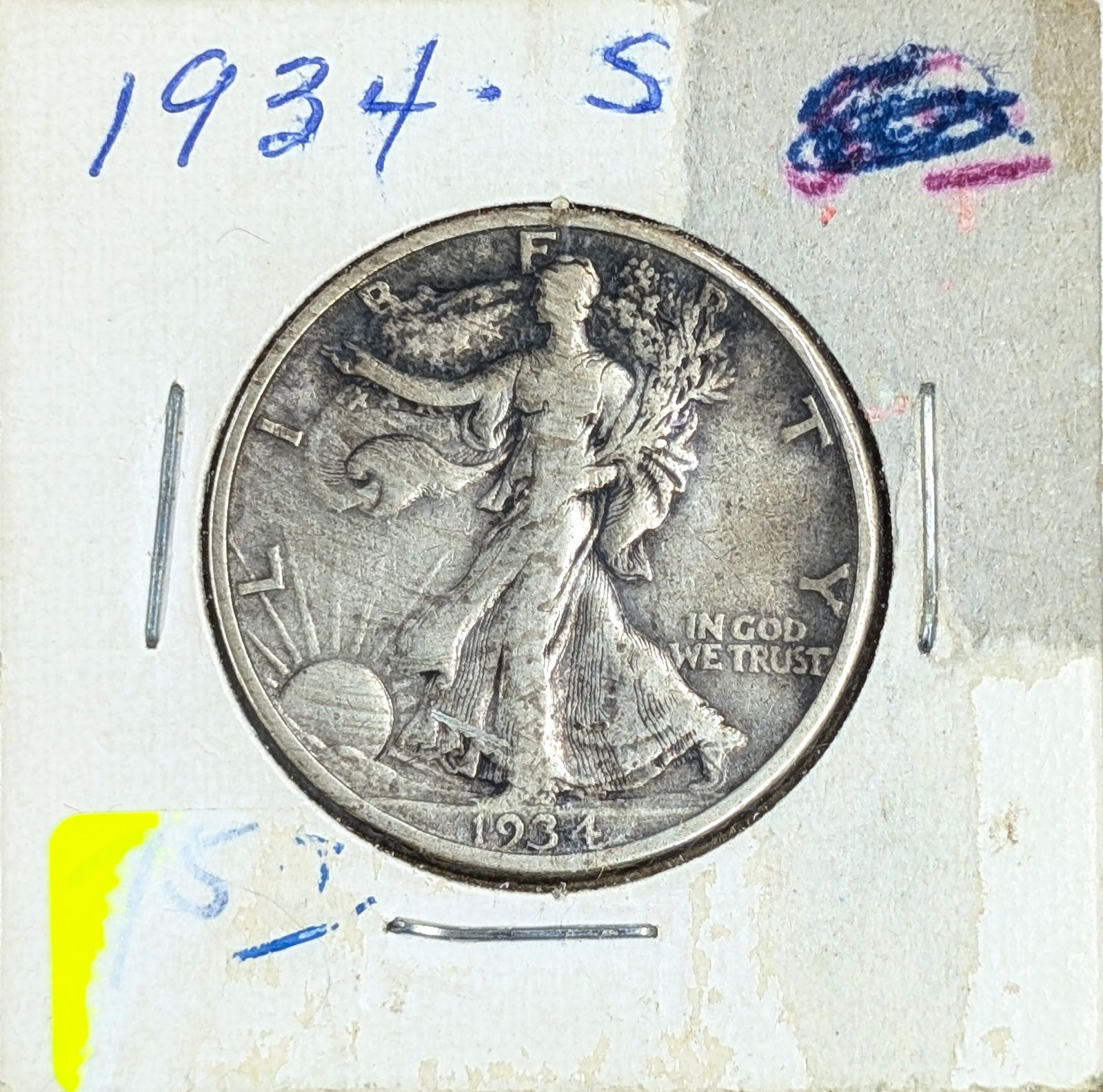 1934-S Silver Walking Liberty Half Dollar: _ 