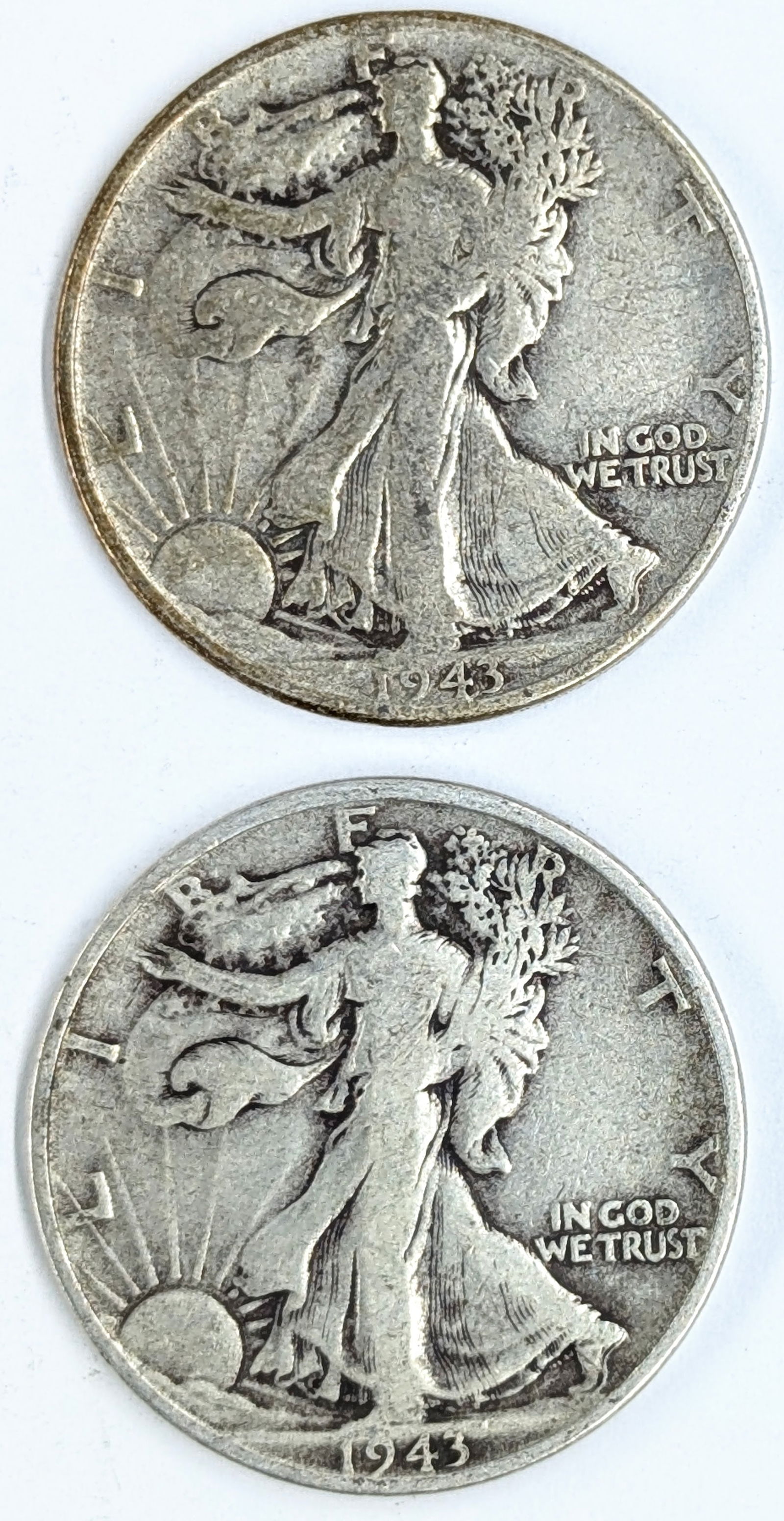 Lot of 2 Silver Walking Liberty Half Dollars - 1943 P/S (1 of 2)