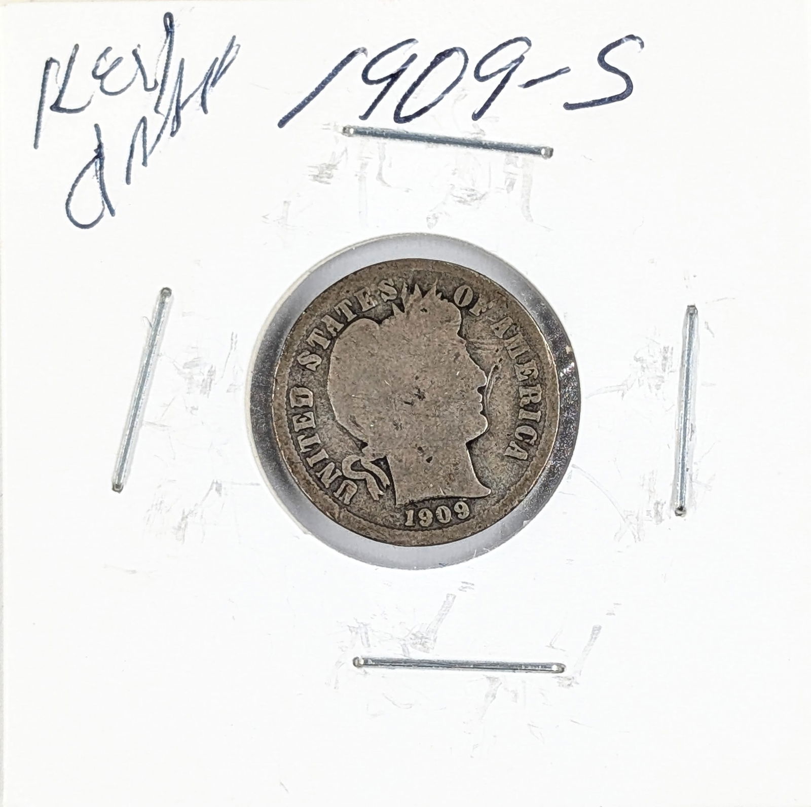 1909-S Silver Barber Dime - KEY DATE (1 of 2)