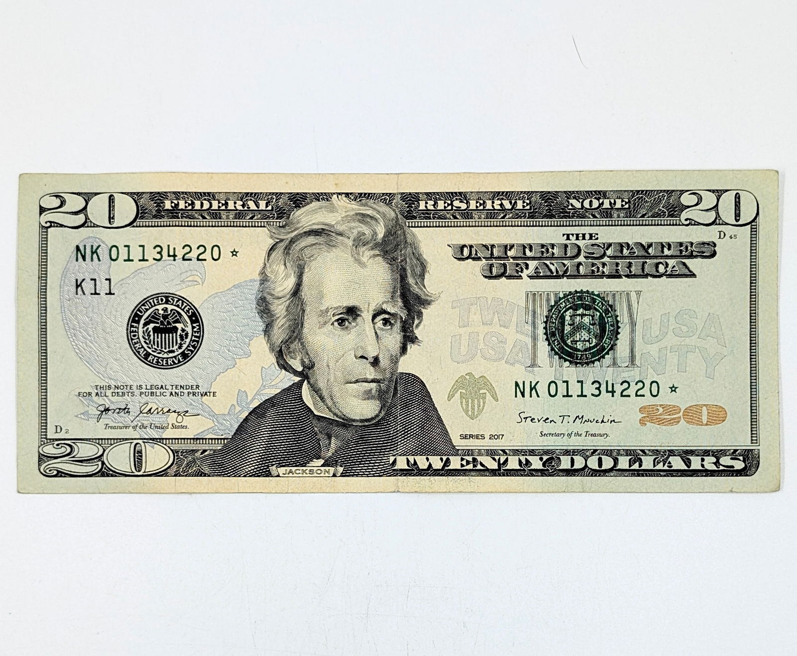 2017 $20 Star Note - Green Seal: Good Condition 