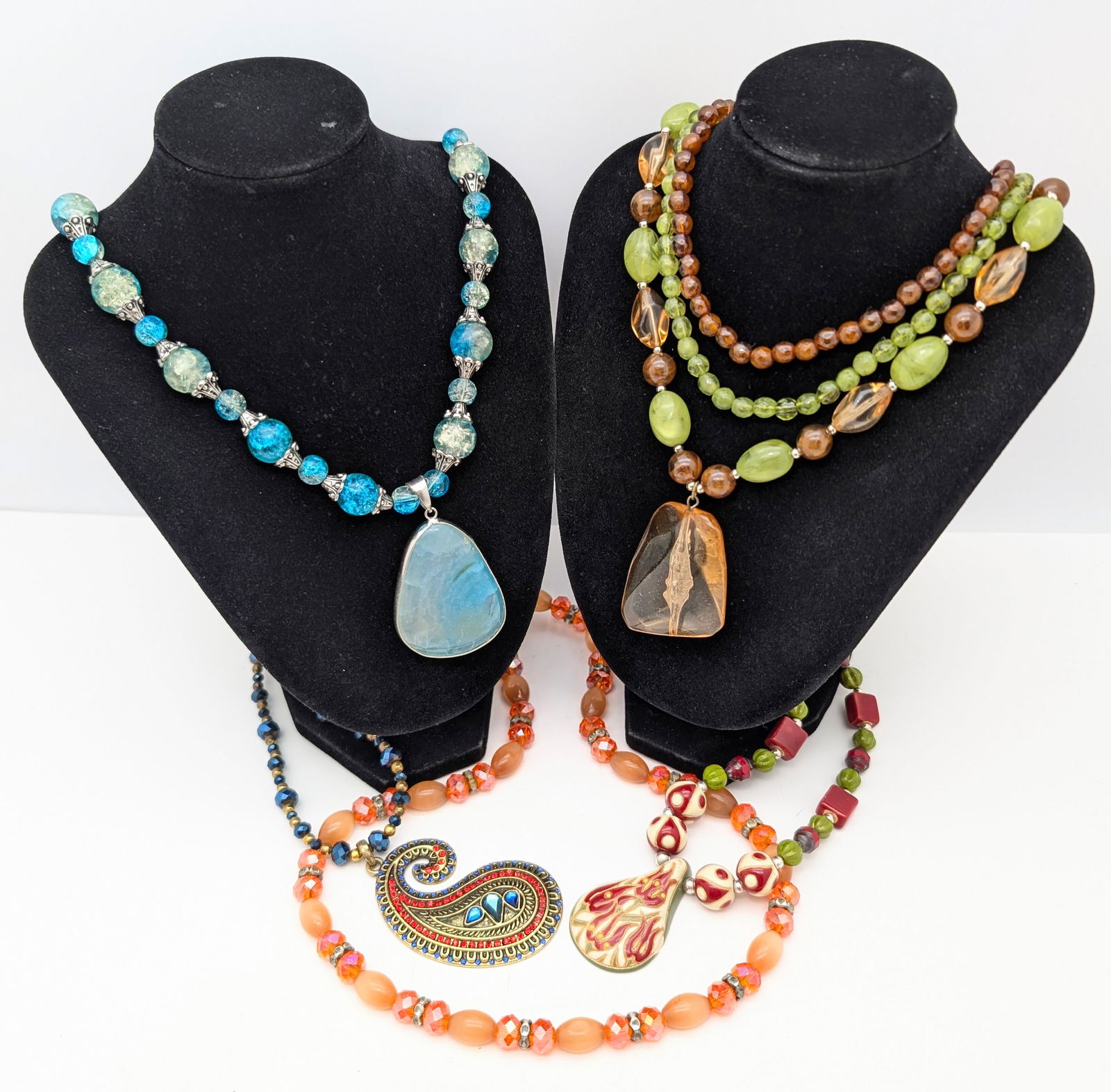 Lot of 5 Colorful Beaded Ladies Statement Necklaces (1 of 4)