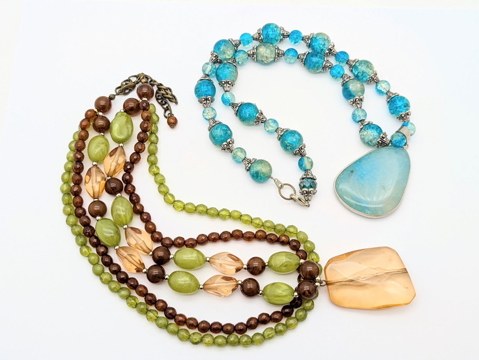 Lot of 5 Colorful Beaded Ladies Statement Necklaces - 2