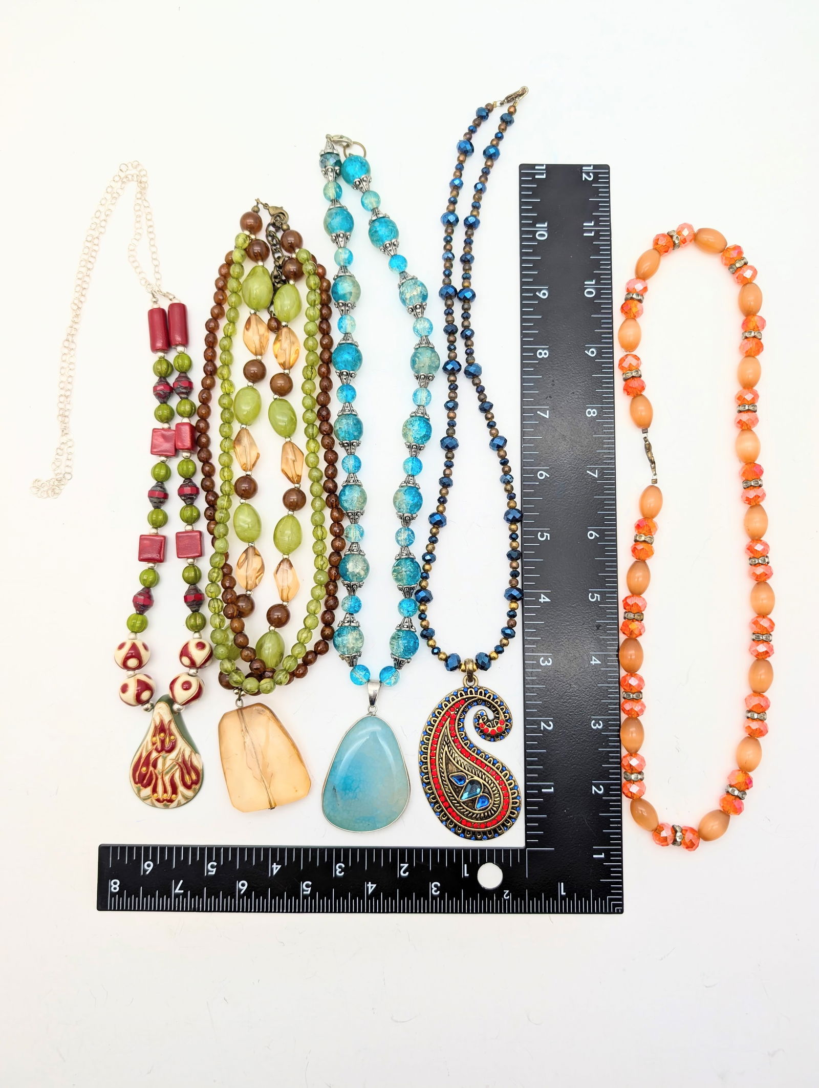Lot of 5 Colorful Beaded Ladies Statement Necklaces - 4