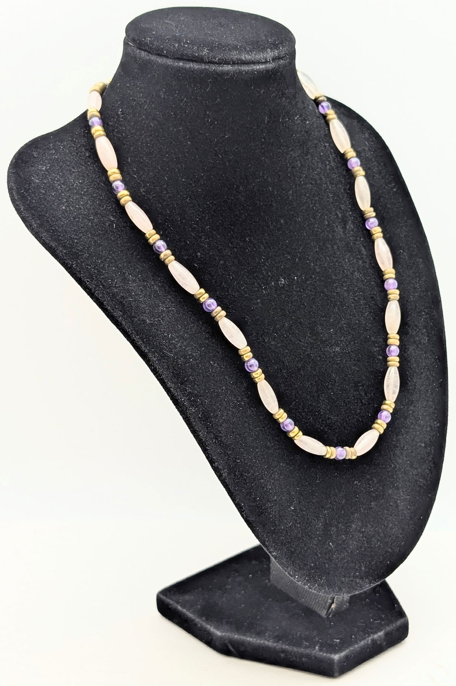 Lovely Light Pink, Purple & Gold tone Beaded Ladies Necklace - 2
