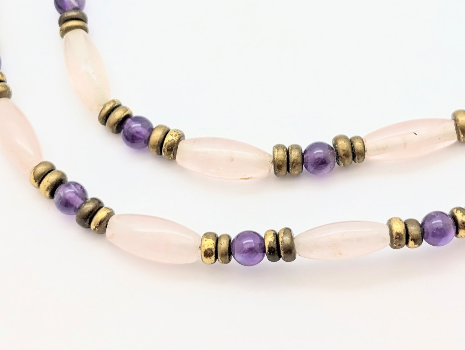 Lovely Light Pink, Purple & Gold tone Beaded Ladies Necklace - 3