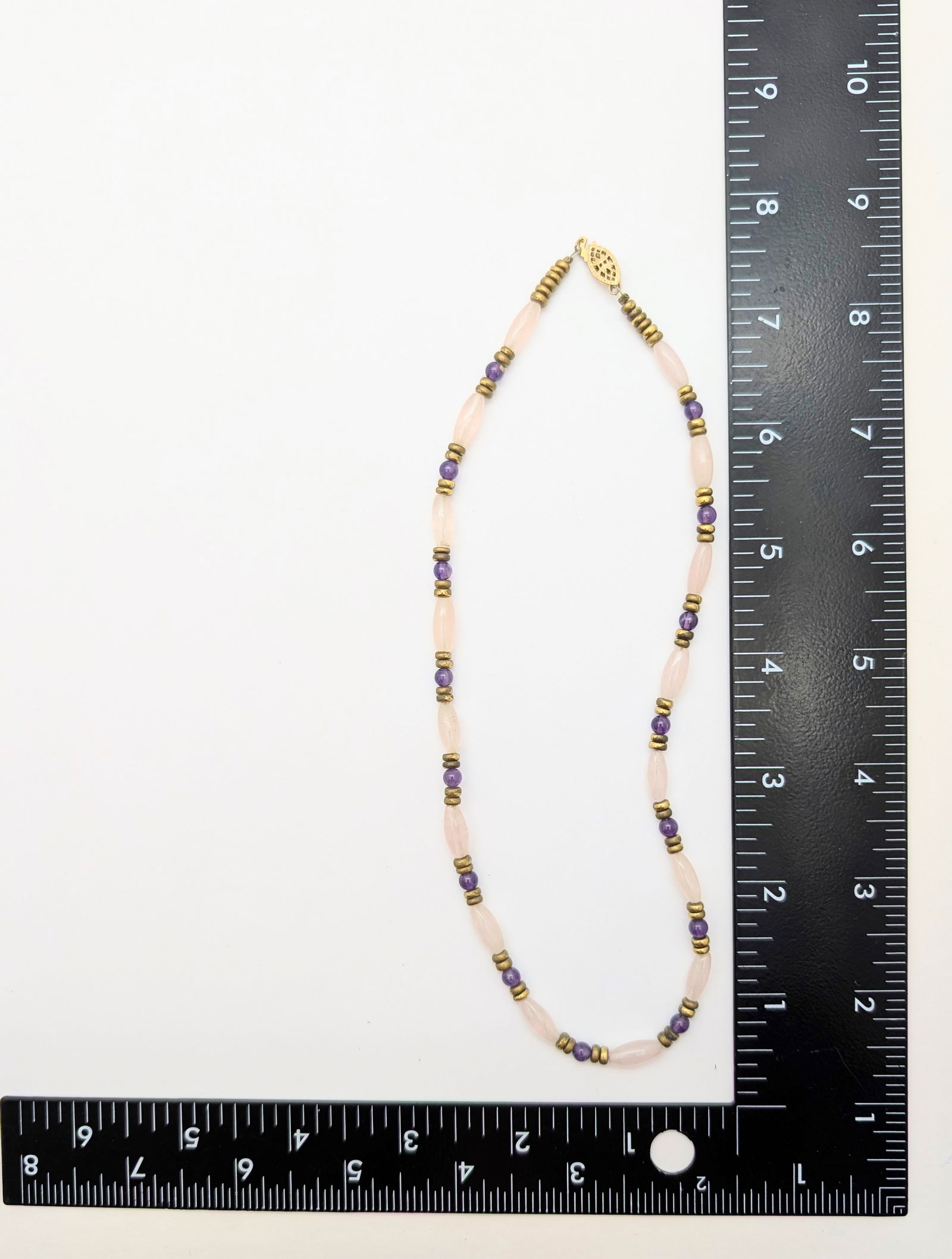 Lovely Light Pink, Purple & Gold tone Beaded Ladies Necklace - 5