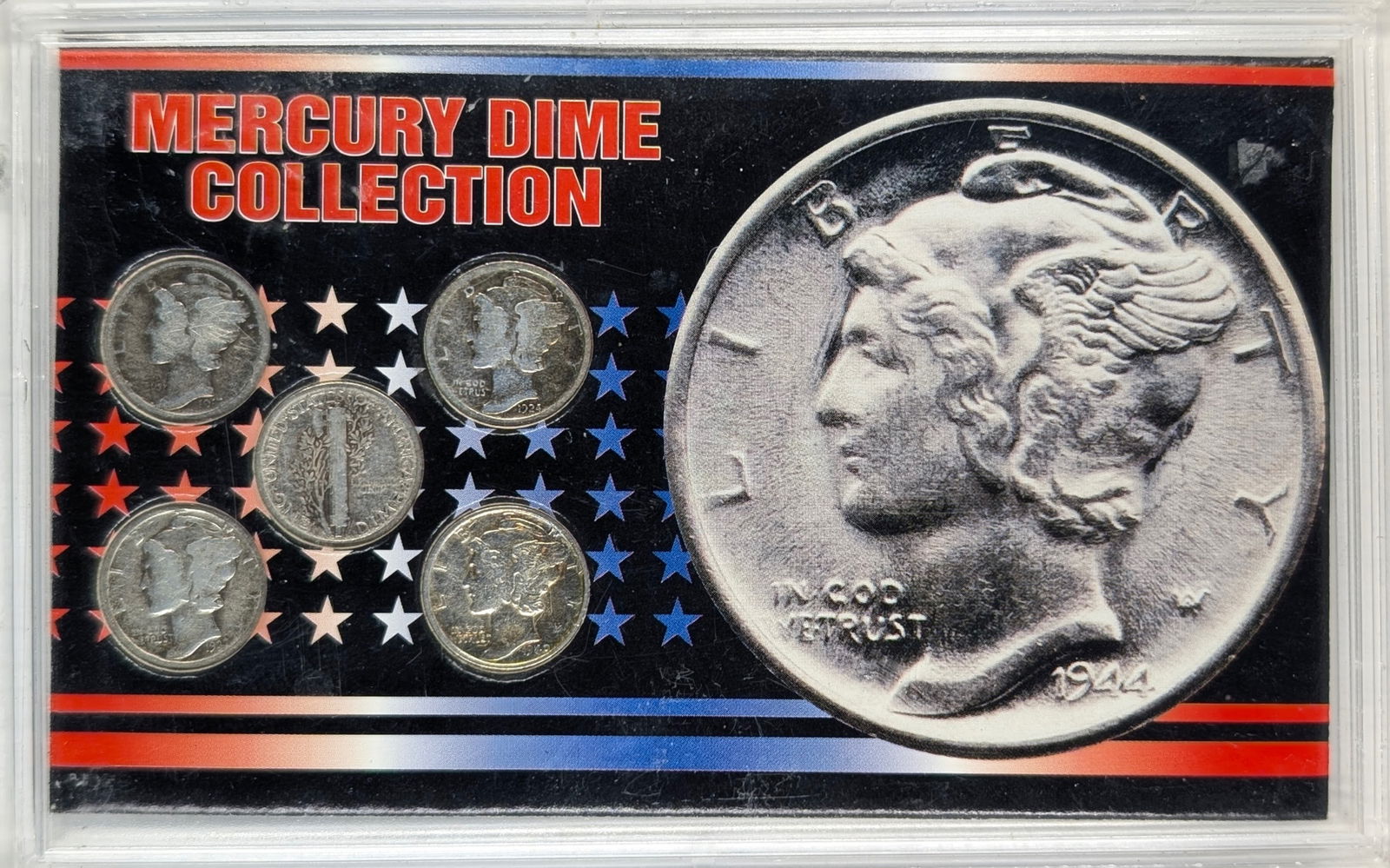 Mercury Dime Collection w/ 5 Silver Dimes: Silver 